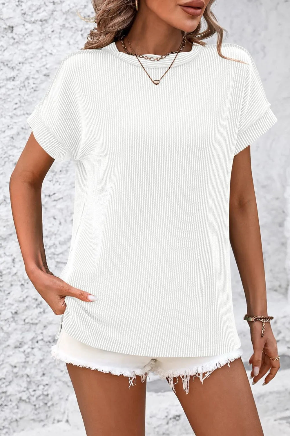 Mandy Striped Round Neck Short Sleeve T-Shirt – Trendsi | ClozArt