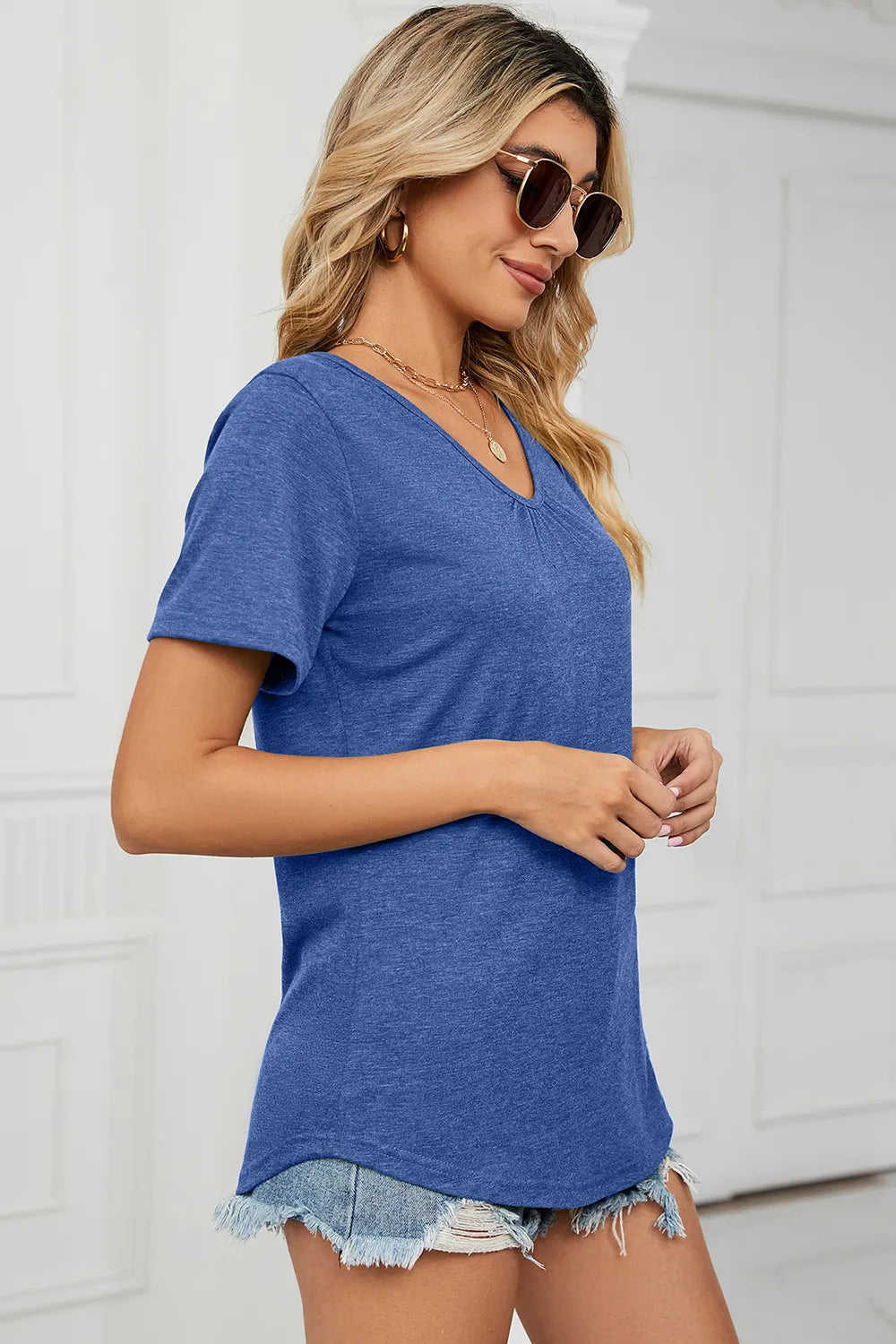 V-Neck Short Sleeve T-Shirt – Trendsi | ClozArt