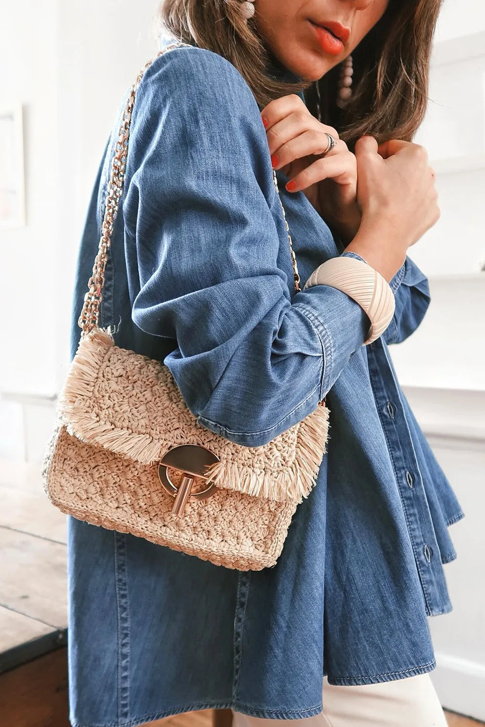 Button Up Collared Neck Denim Jacket – Trendsi | ClozArt