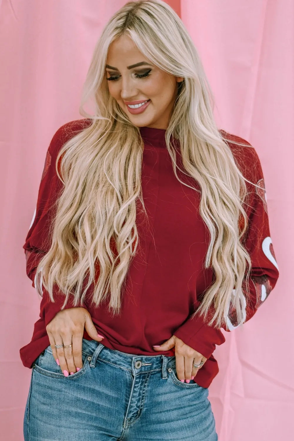 Heart Sequin Round Neck Long Sleeve T-Shirt – Trendsi | ClozArt