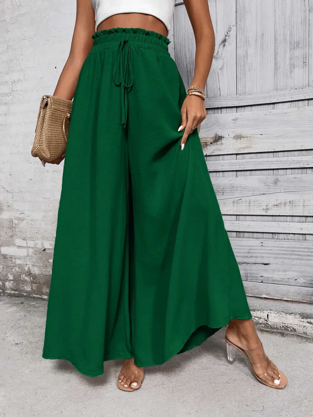 Honey Tied High Waist Wide Leg Pants – Trendsi | ClozArt