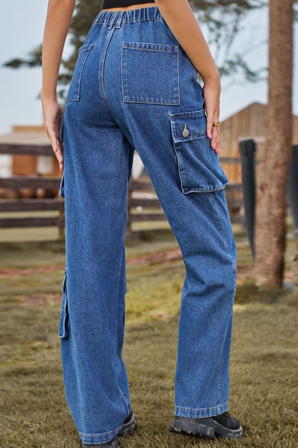 Loose Fit Long Jeans with Pockets – Trendsi | ClozArt