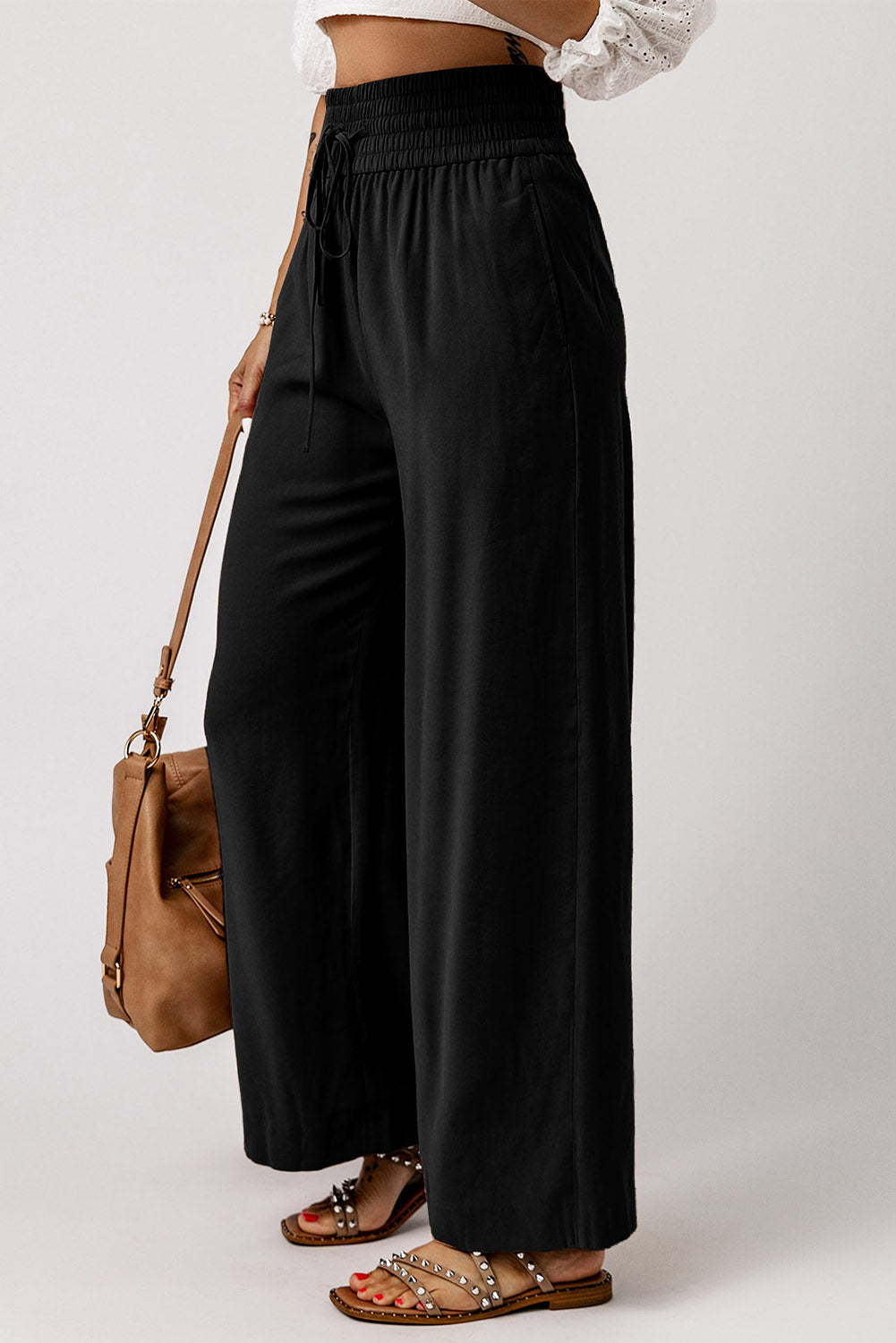 Drawstring Smocked Waist Wide Leg Pants – Trendsi | ClozArt