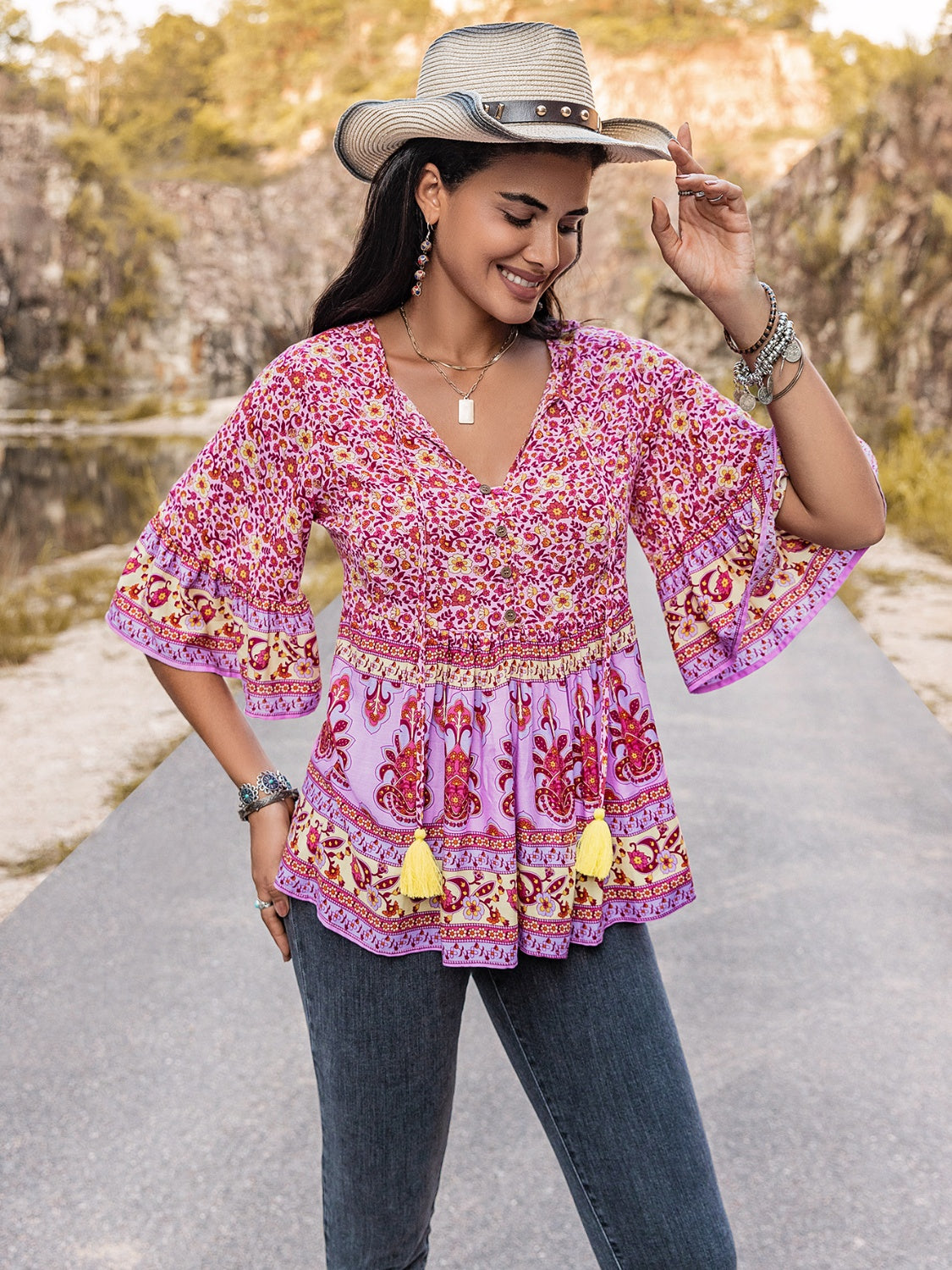 Tie Neck Babydoll Top – Trendsi | ClozArt