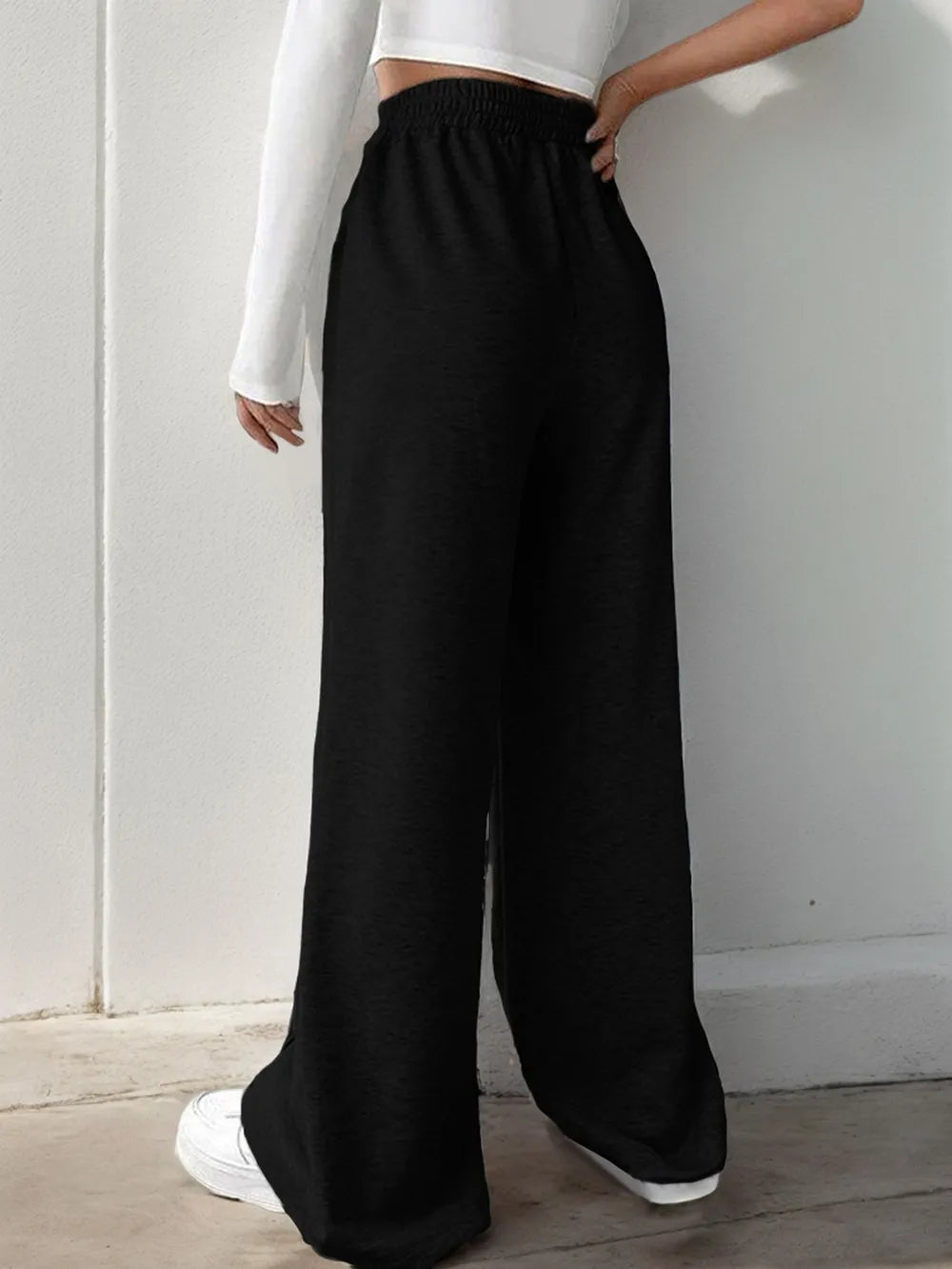 Elastic Waist Wide Leg Pants – Trendsi | ClozArt