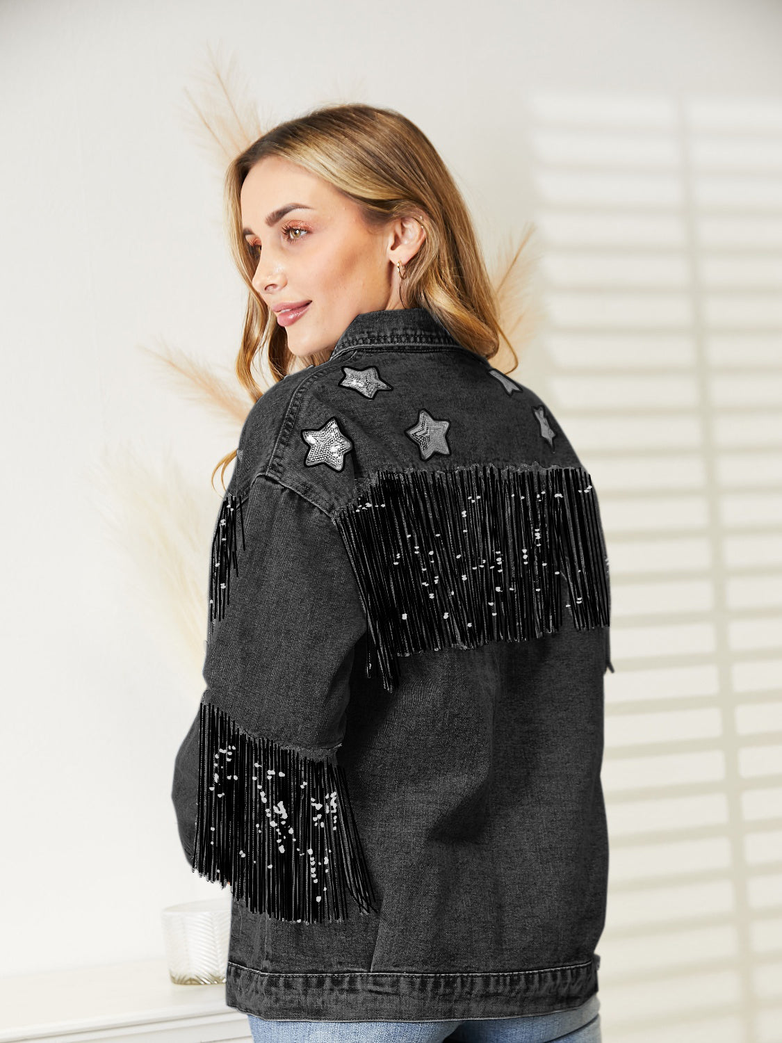 Fringe Detail Long Sleeve Denim Jacket – Trendsi | ClozArt