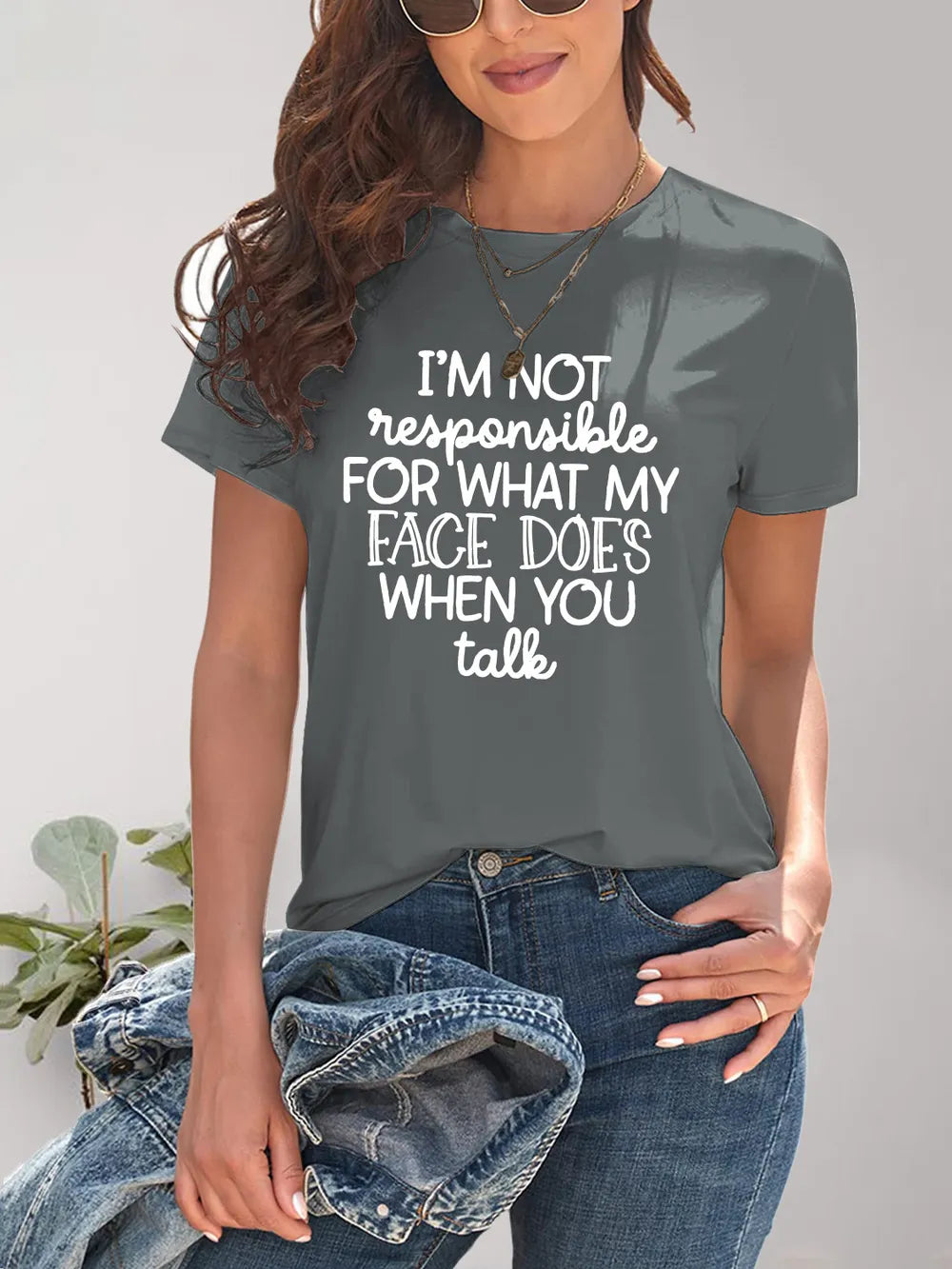 Letter Graphic Round Neck Short Sleeve T-Shirt – Trendsi | ClozArt