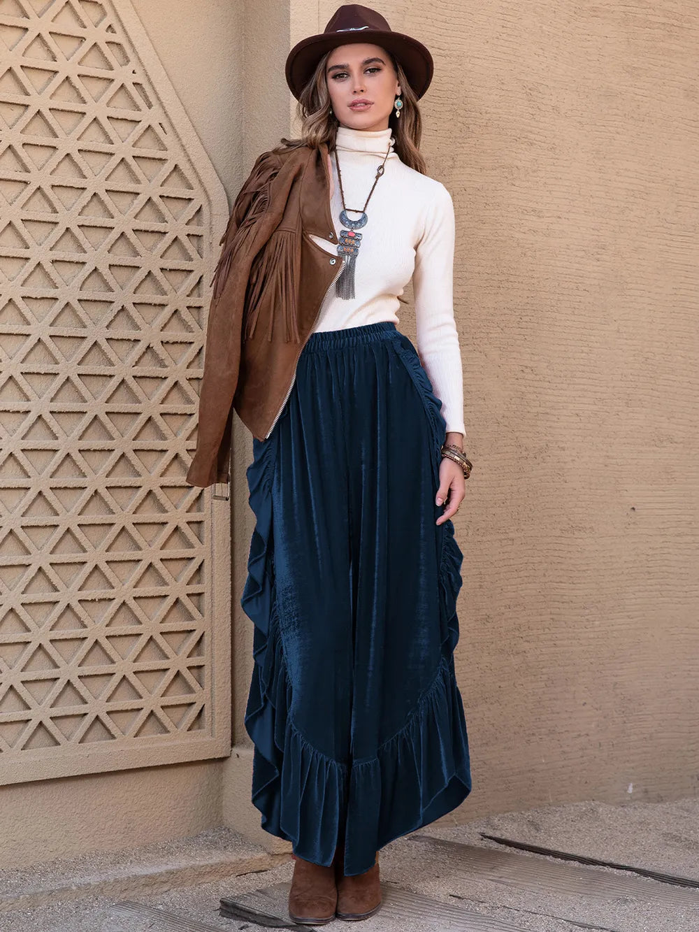 Slit Ruffled Wide Leg Pants – Trendsi | ClozArt