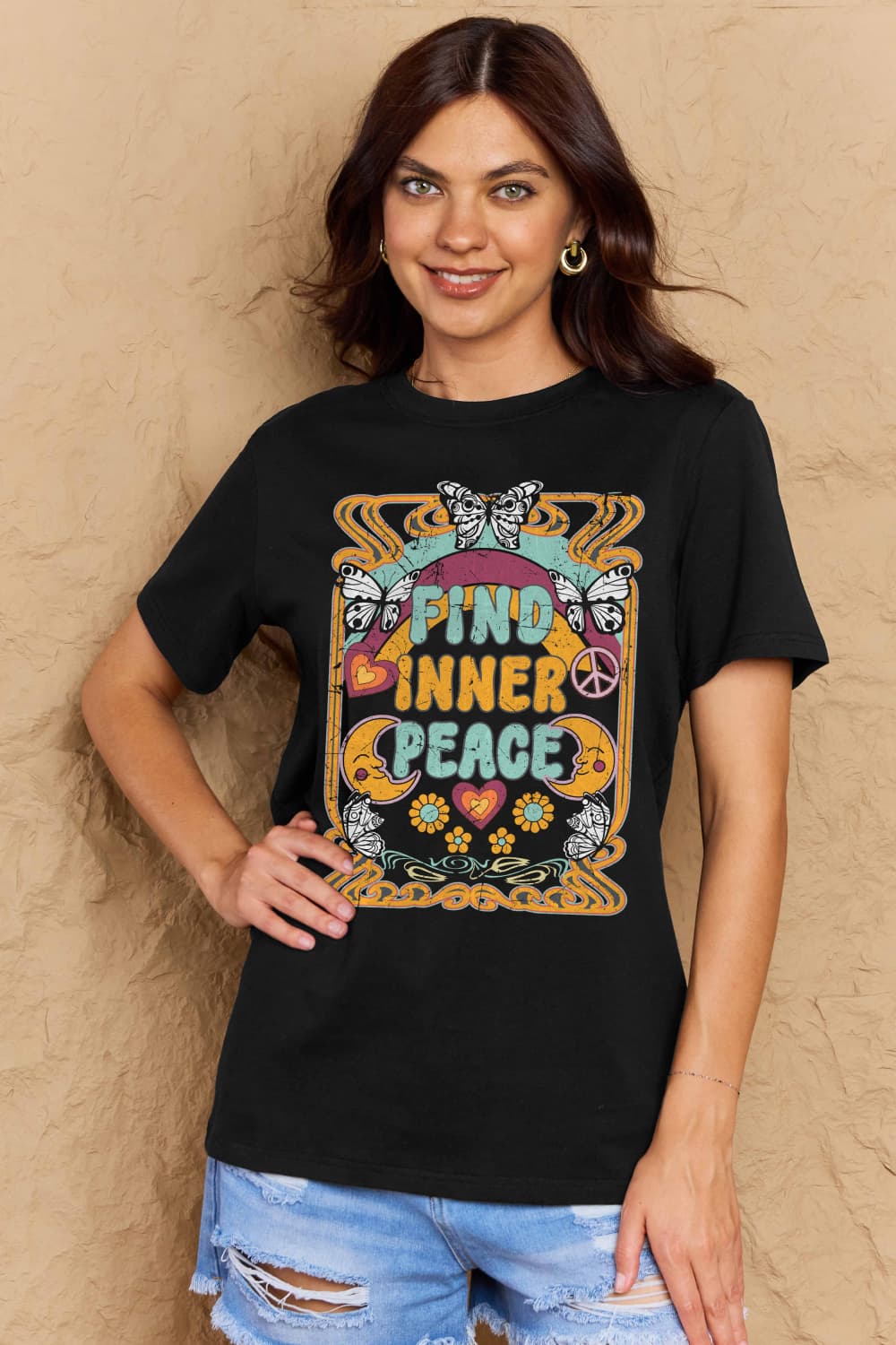 Simply Love Full Size FIND INNER PEACE Graphic Cotton T-Shirt – Trendsi | ClozArt