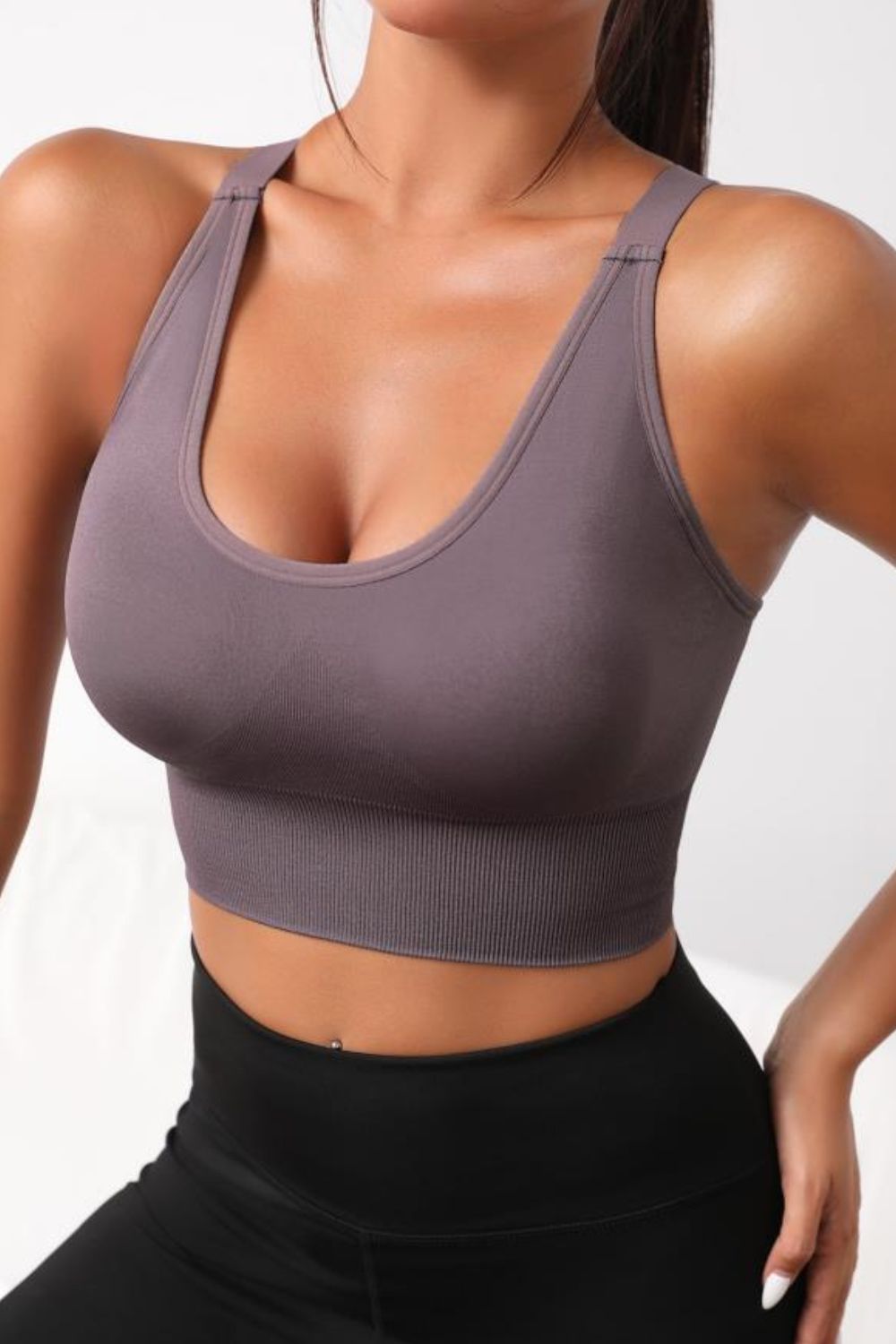 Scoop Neck Long Active Bra – Trendsi | ClozArt