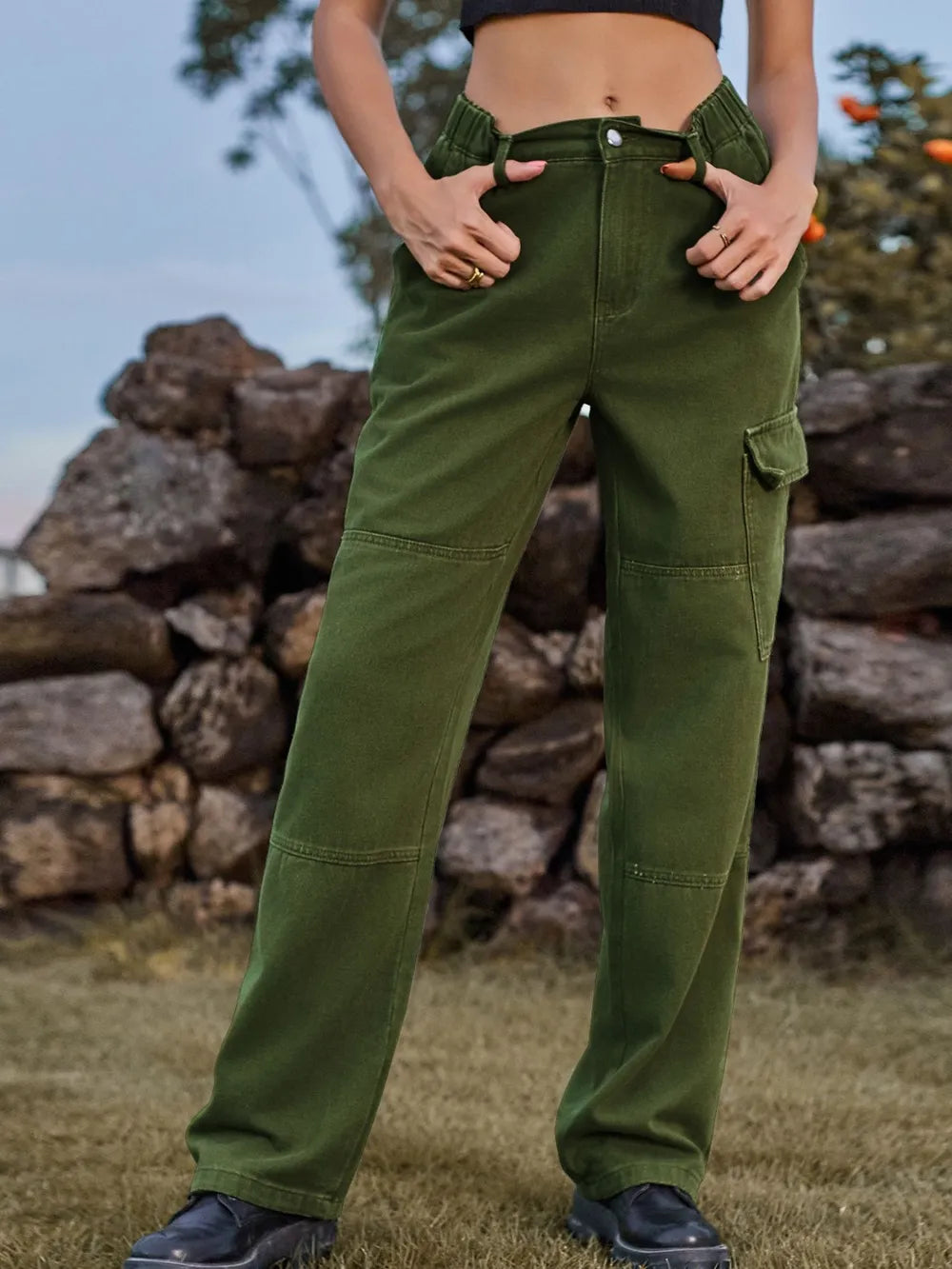 High Waist Cargo Straight Jeans – Trendsi | ClozArt