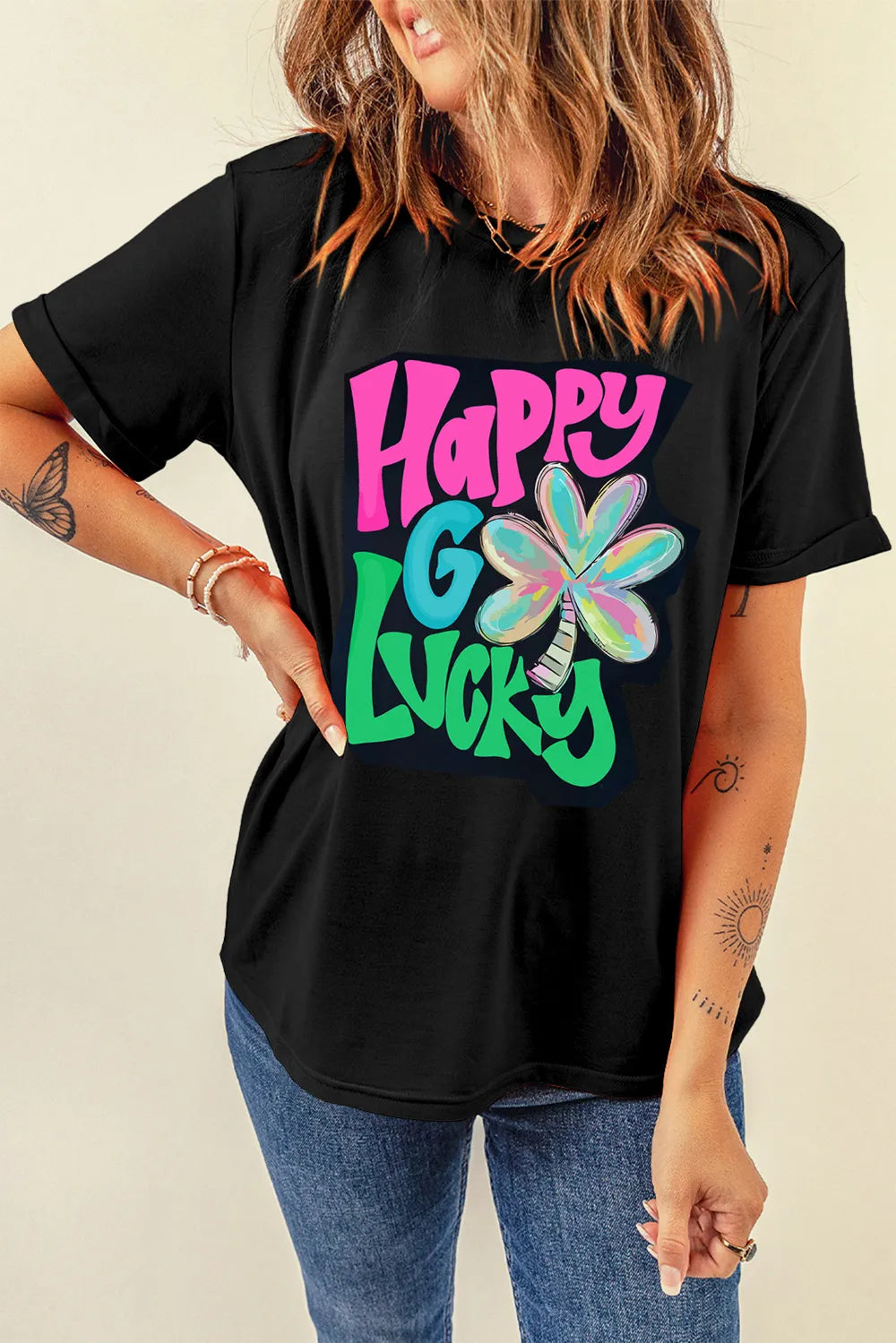 Letter Graphic Round Neck T-Shirt – Trendsi | ClozArt