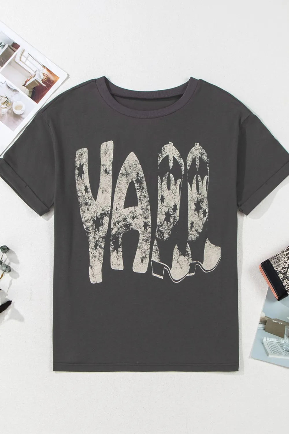 YALL Cowboy Boots Graphic Short Sleeve T-Shirt – Trendsi | ClozArt