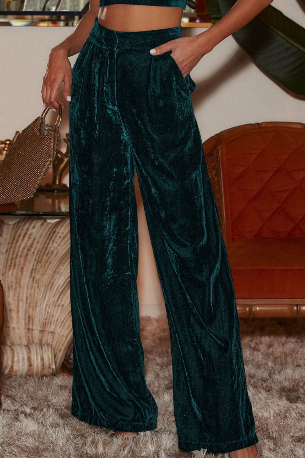 Loose Fit High Waist Long Pants with Pockets – Trendsi | ClozArt