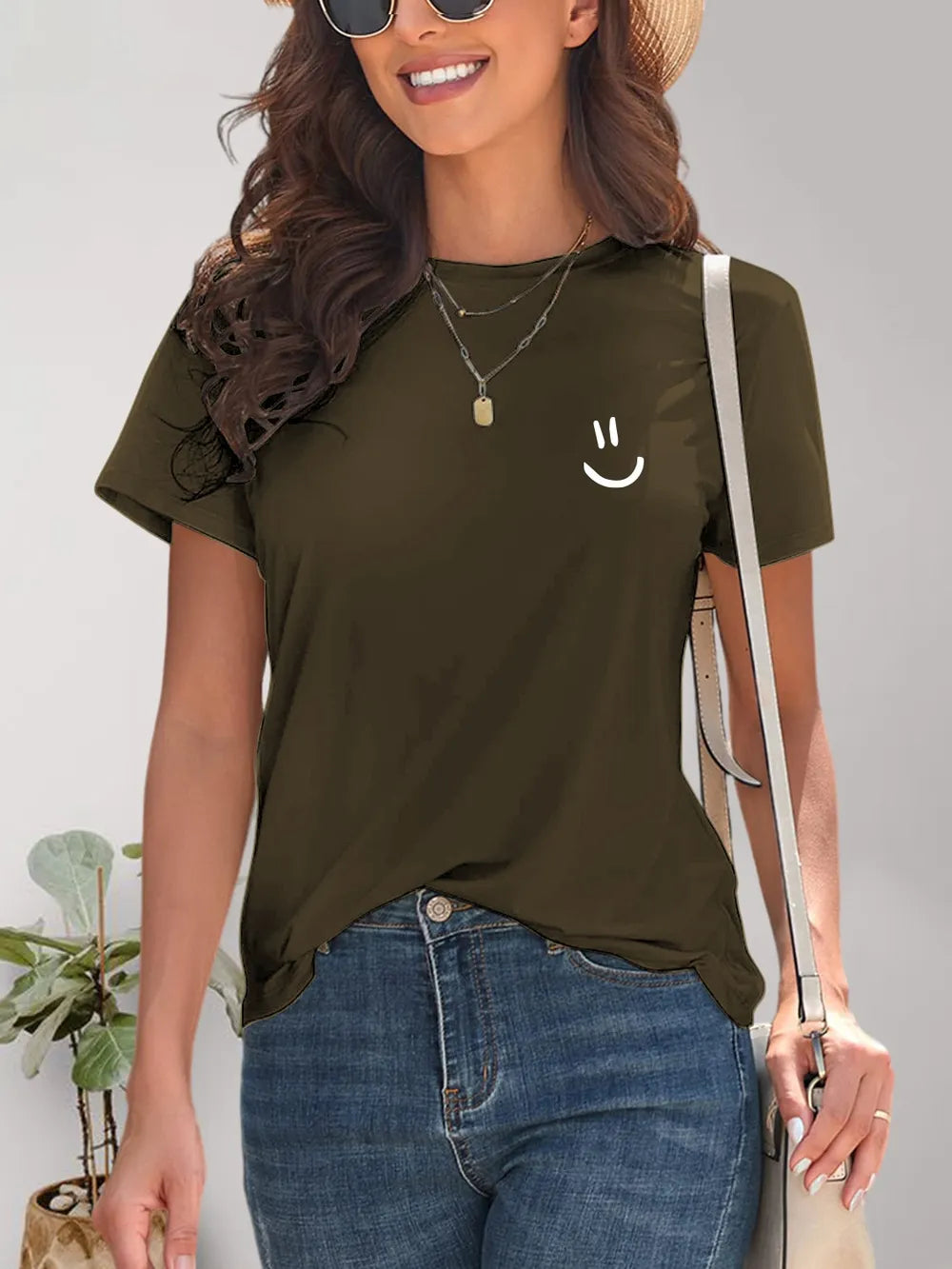 Smile Graphic Round Neck Short Sleeve T-Shirt – Trendsi | ClozArt