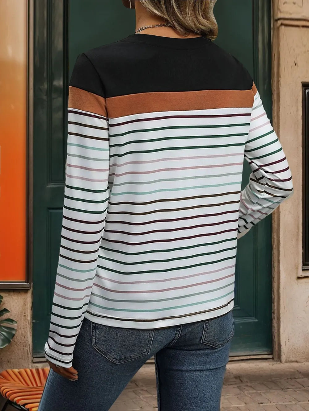 Perfee Striped Round Neck Long Sleeve T-Shirt – Trendsi | ClozArt