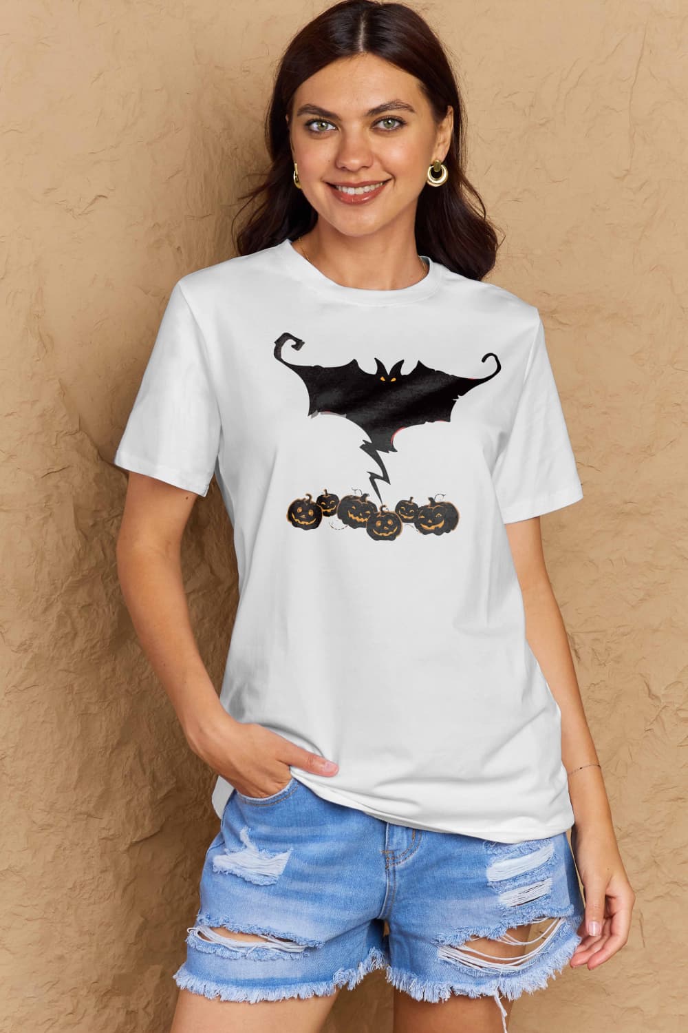 Simply Love Full Size Bat & Pumpkin Graphic Cotton T-Shirt – Trendsi | ClozArt