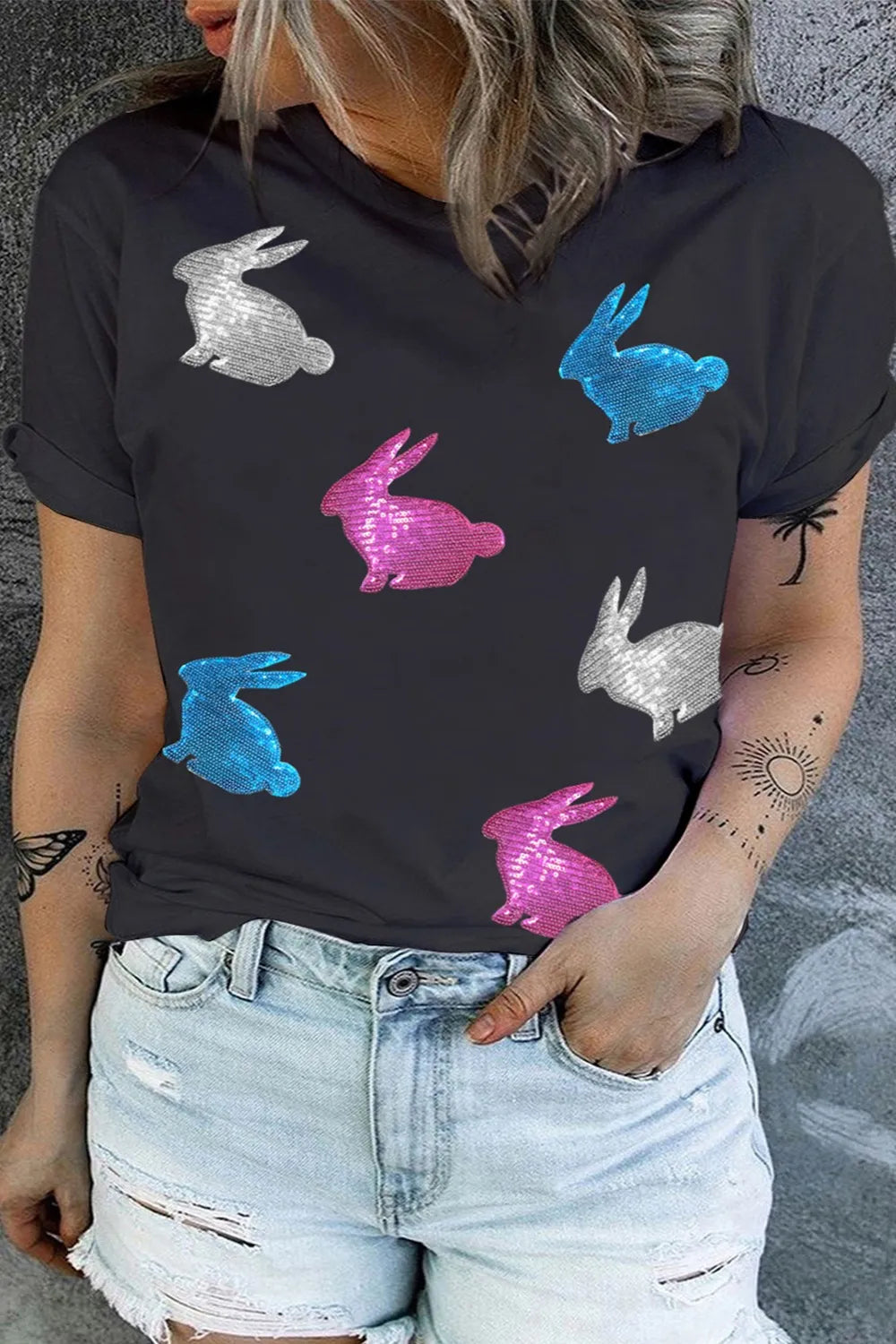 Plus Size Rabbit Round Neck Short Sleeve T-Shirt – Trendsi | ClozArt