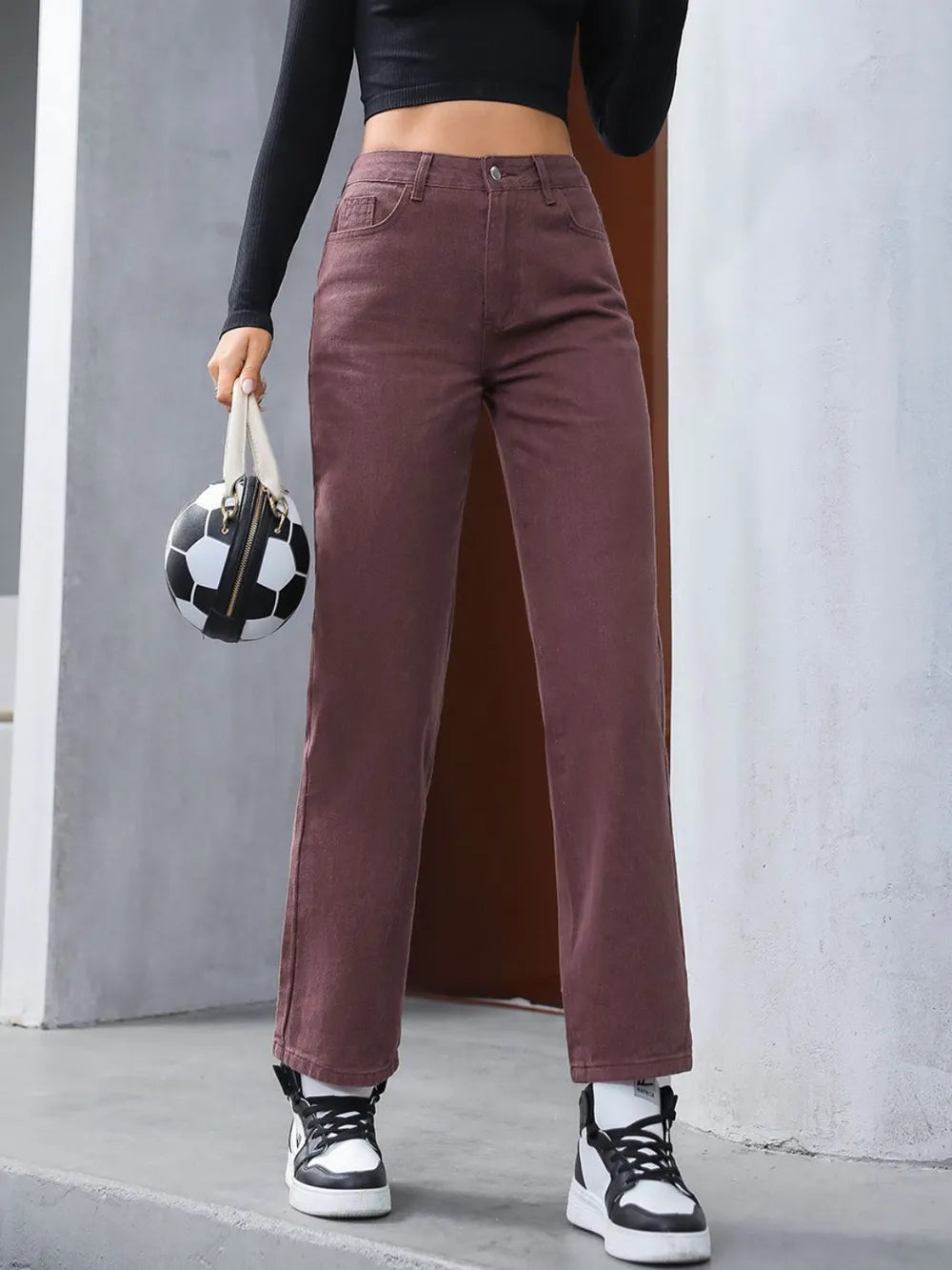 Straight Leg Jeans with Pockets – Trendsi | ClozArt