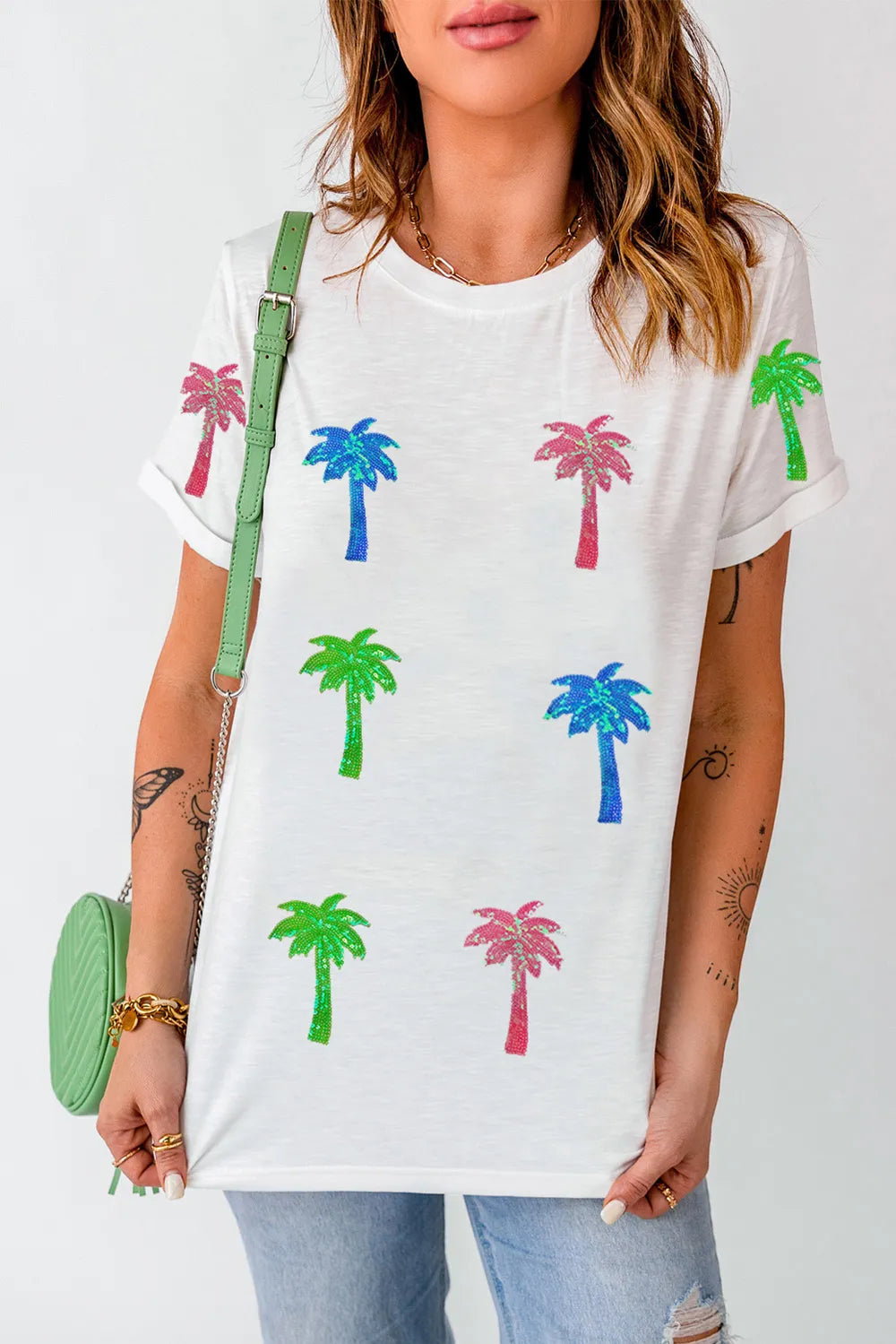 Coconut Palm Round Neck Short Sleeve T-Shirt – Trendsi | ClozArt
