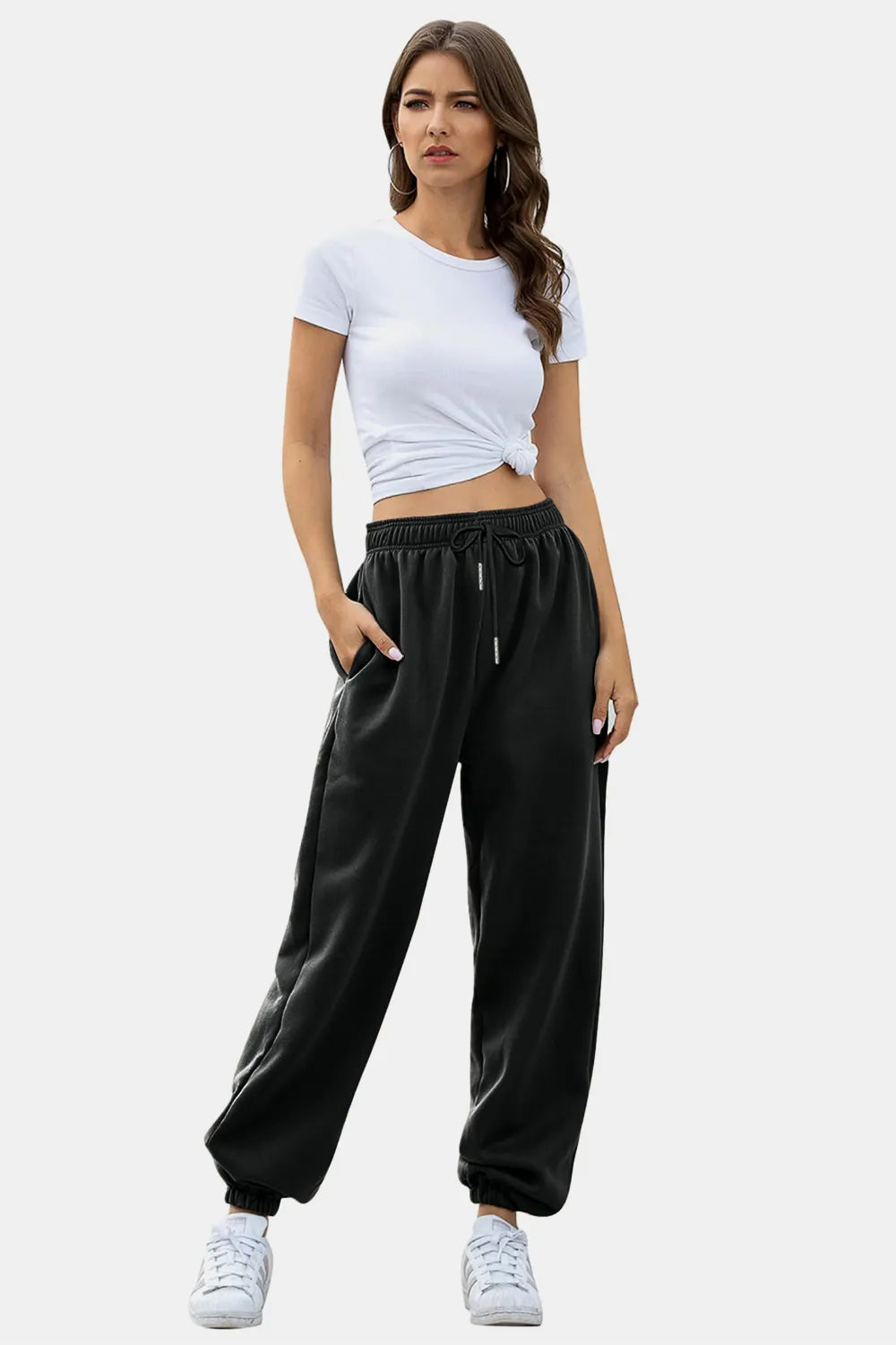 Elastic Waist Joggers with Pockets – Trendsi | ClozArt