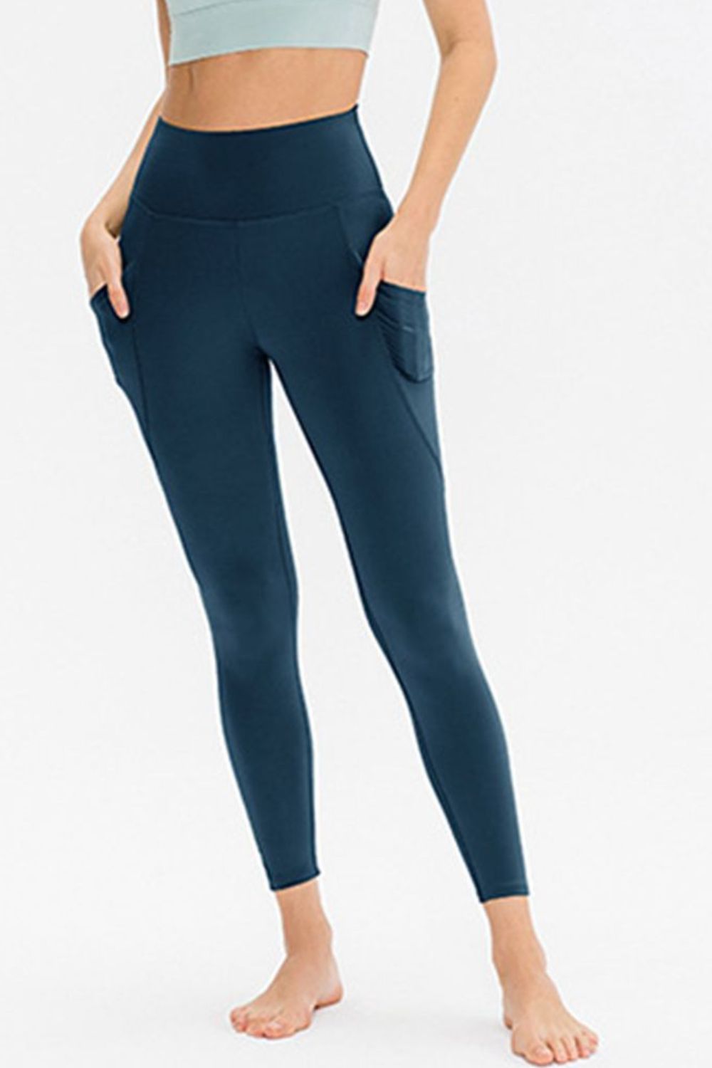 Slim Fit Long Active Leggings with Pockets – Trendsi | ClozArt