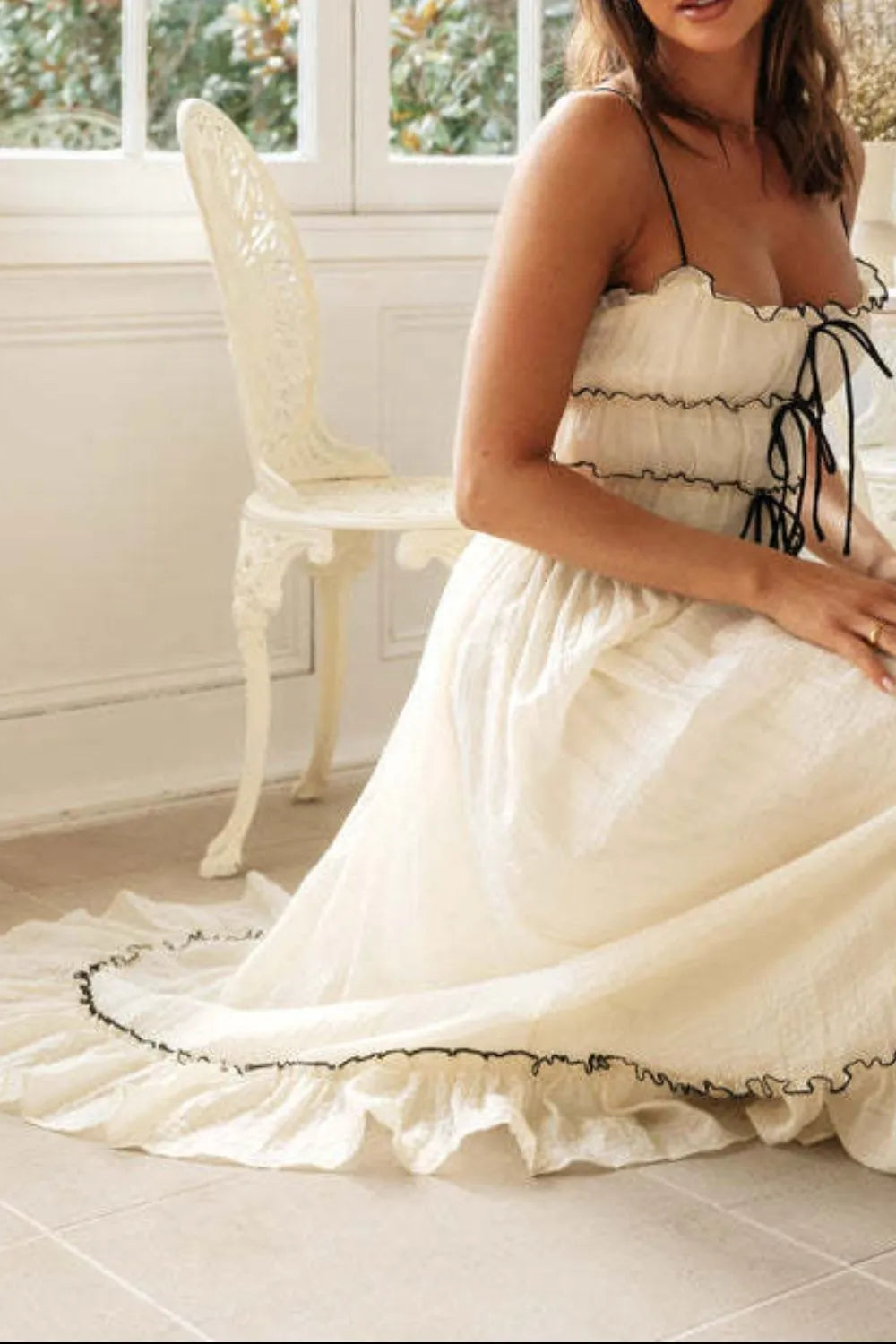 Frill Tied Front Midi Cami Dress – Trendsi | ClozArt