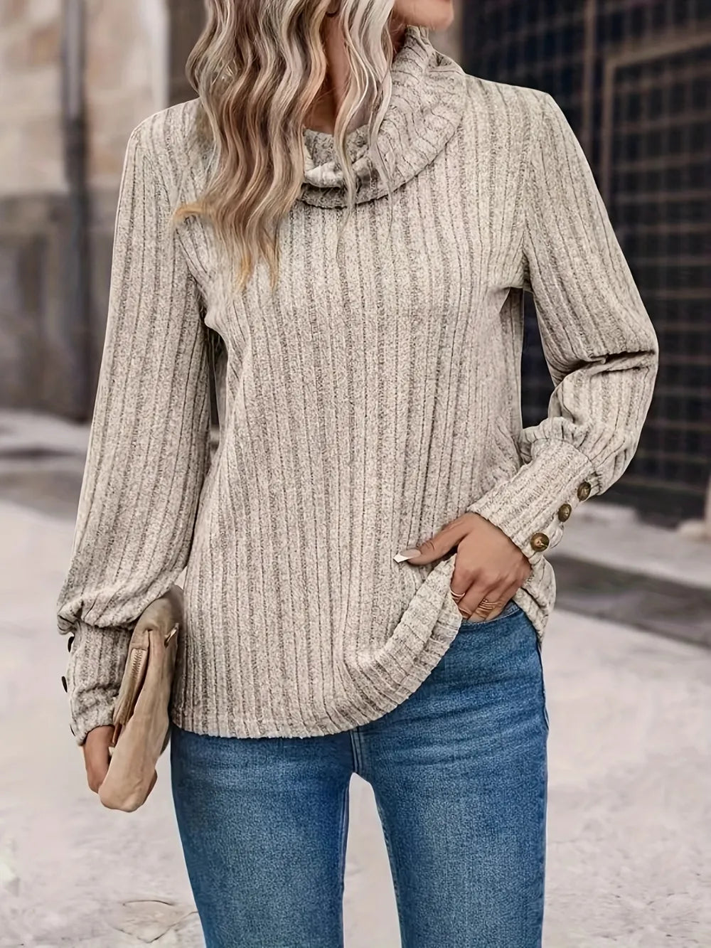 Turtleneck Long Sleeve T-Shirt – Trendsi | ClozArt