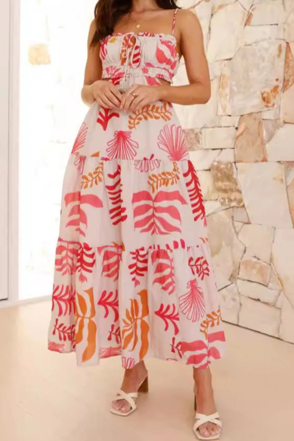 Cutout Printed Sleeveless Midi Cami Dress – Trendsi | ClozArt