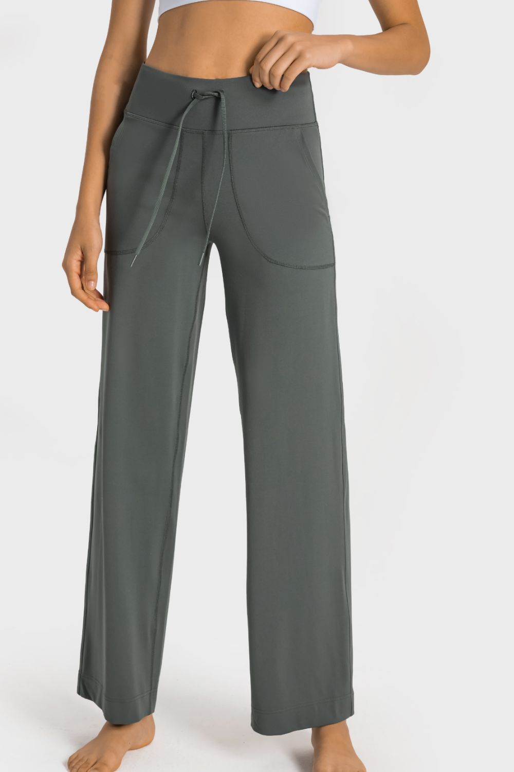 Millennia Drawstring Waist Wide Leg Sports Pants with Pockets – Trendsi | ClozArt