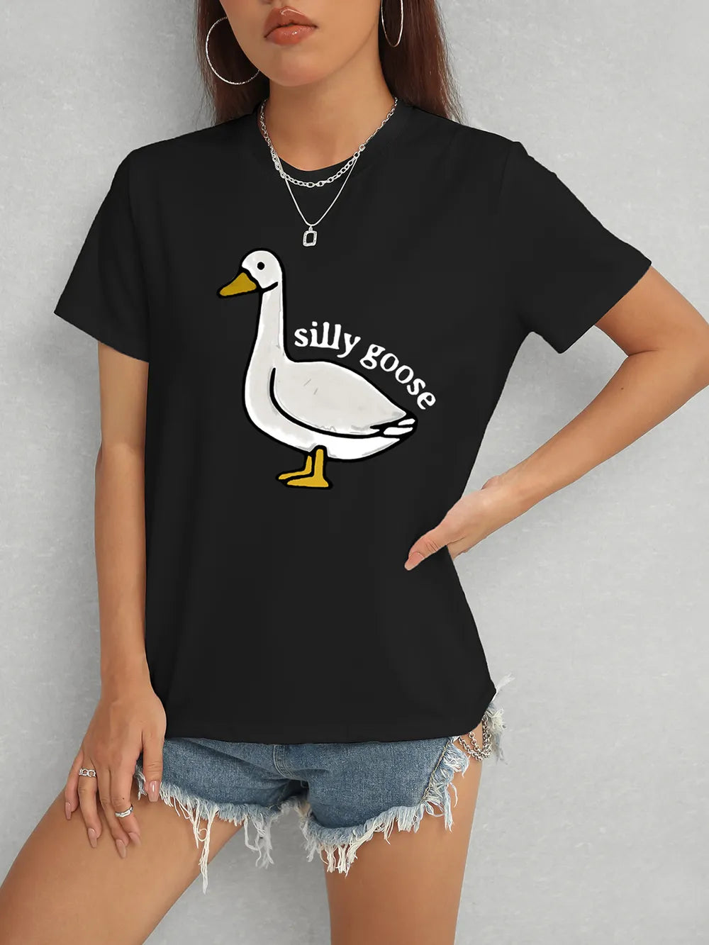 Goose Round Neck Short Sleeve T-Shirt – Trendsi | ClozArt