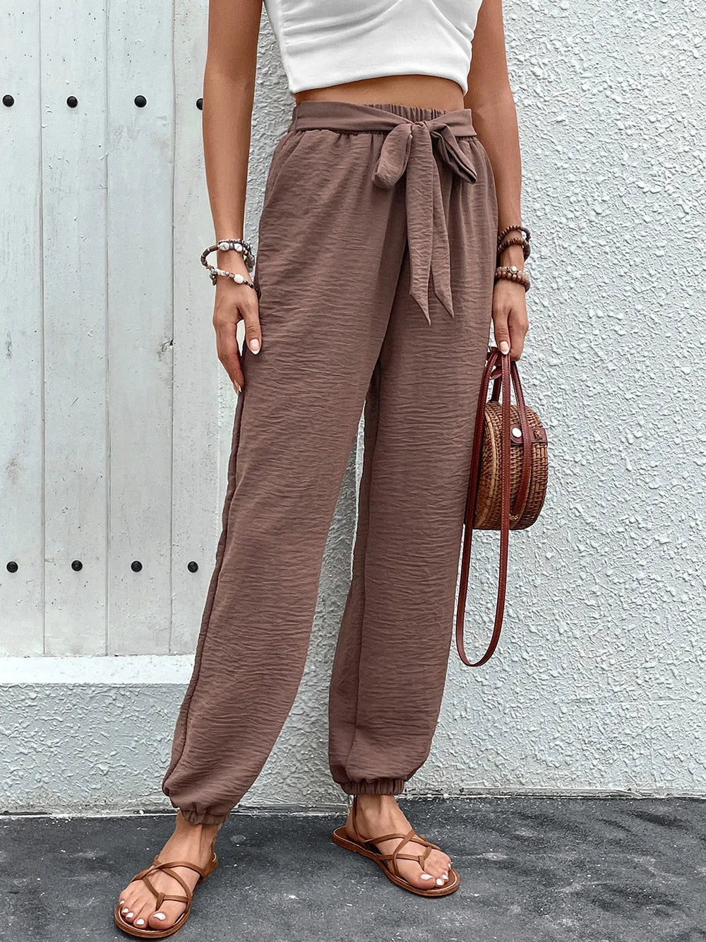 Perfee Tied High Waist Pants with Pockets – Trendsi | ClozArt