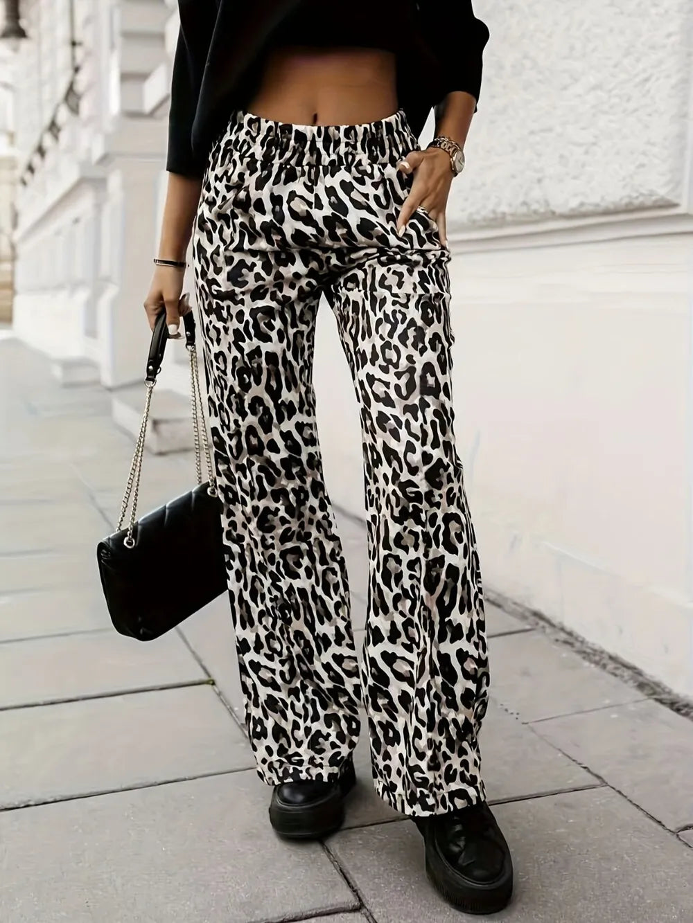 Full Size Animal Print Elastic Waist Pants – Trendsi | ClozArt