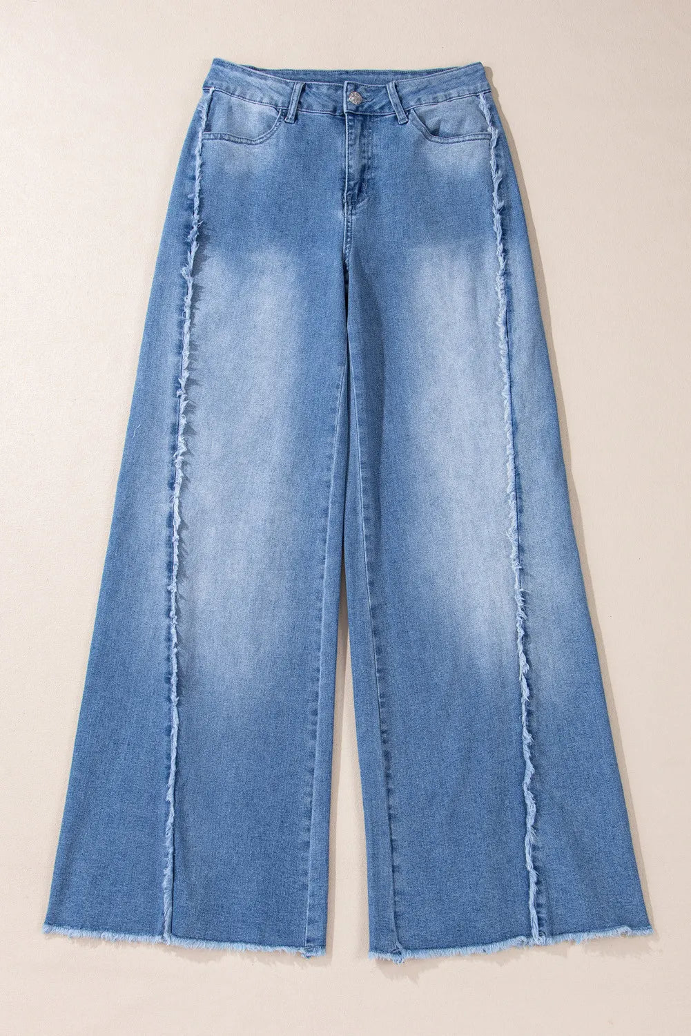 Raw Hem Wide Leg Jeans with Pockets – Trendsi | ClozArt