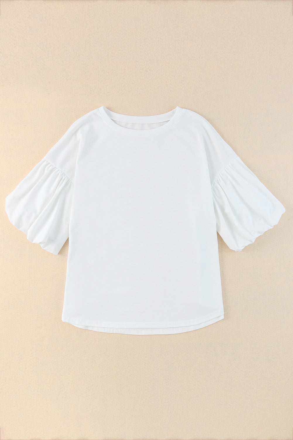 Puff Sleeve Curved Hem Blouse – Trendsi | ClozArt