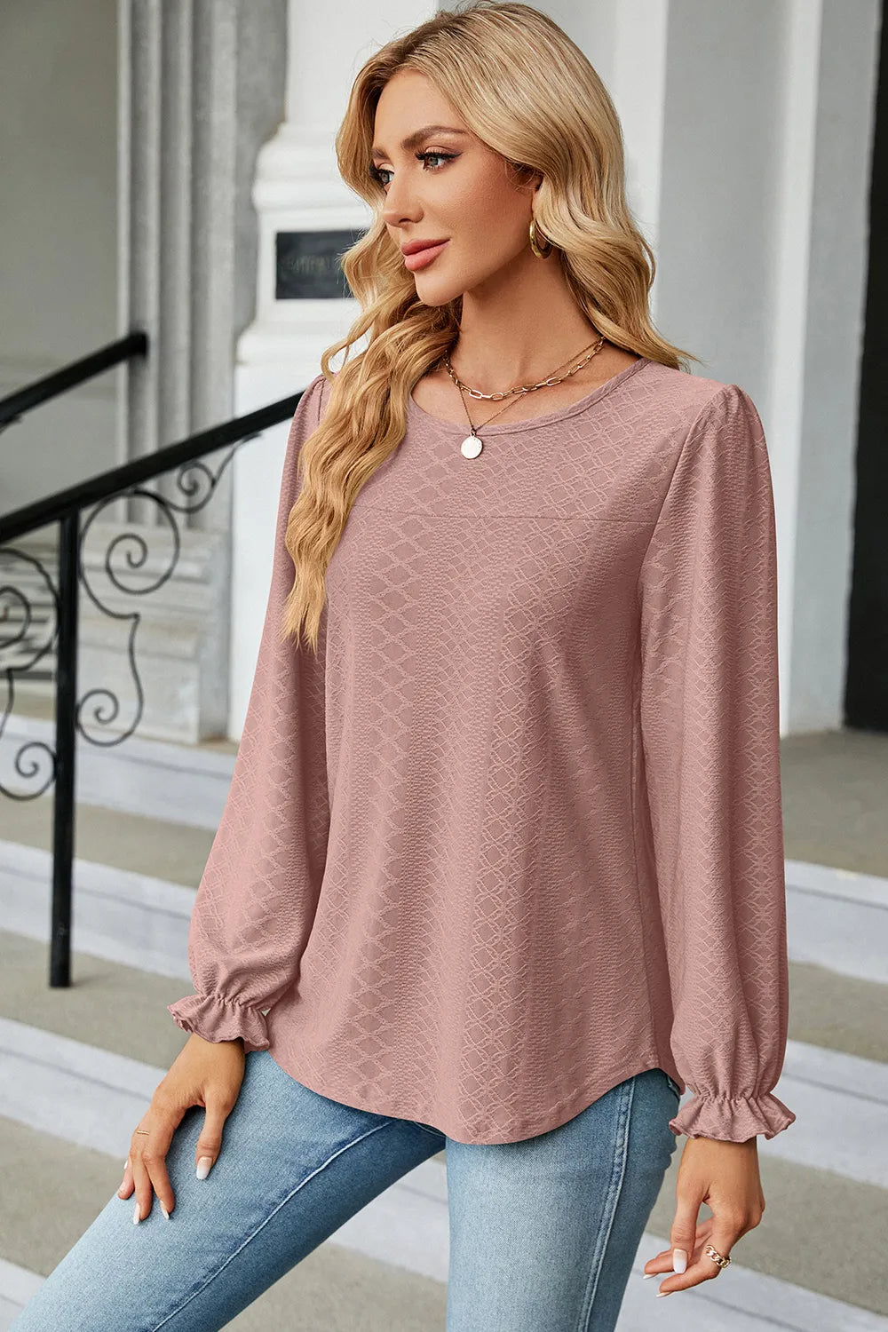 Round Neck Flounce Sleeve T-Shirt – Trendsi | ClozArt
