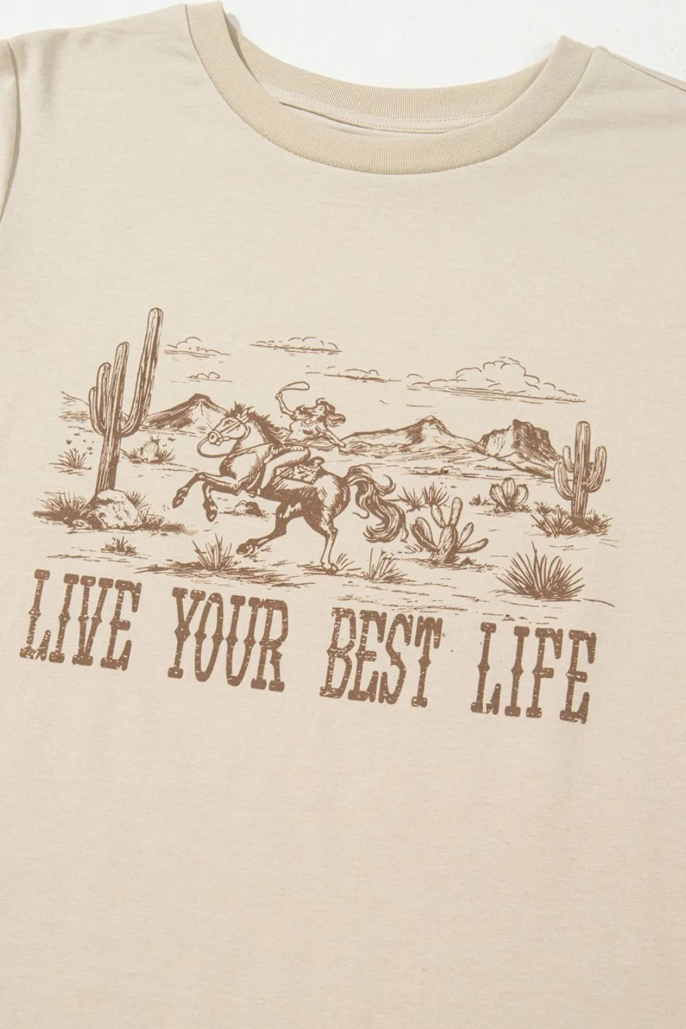 LIVE YOUR BEST LIFE Western Graphic Short Sleeve T-Shirt – Trendsi | ClozArt