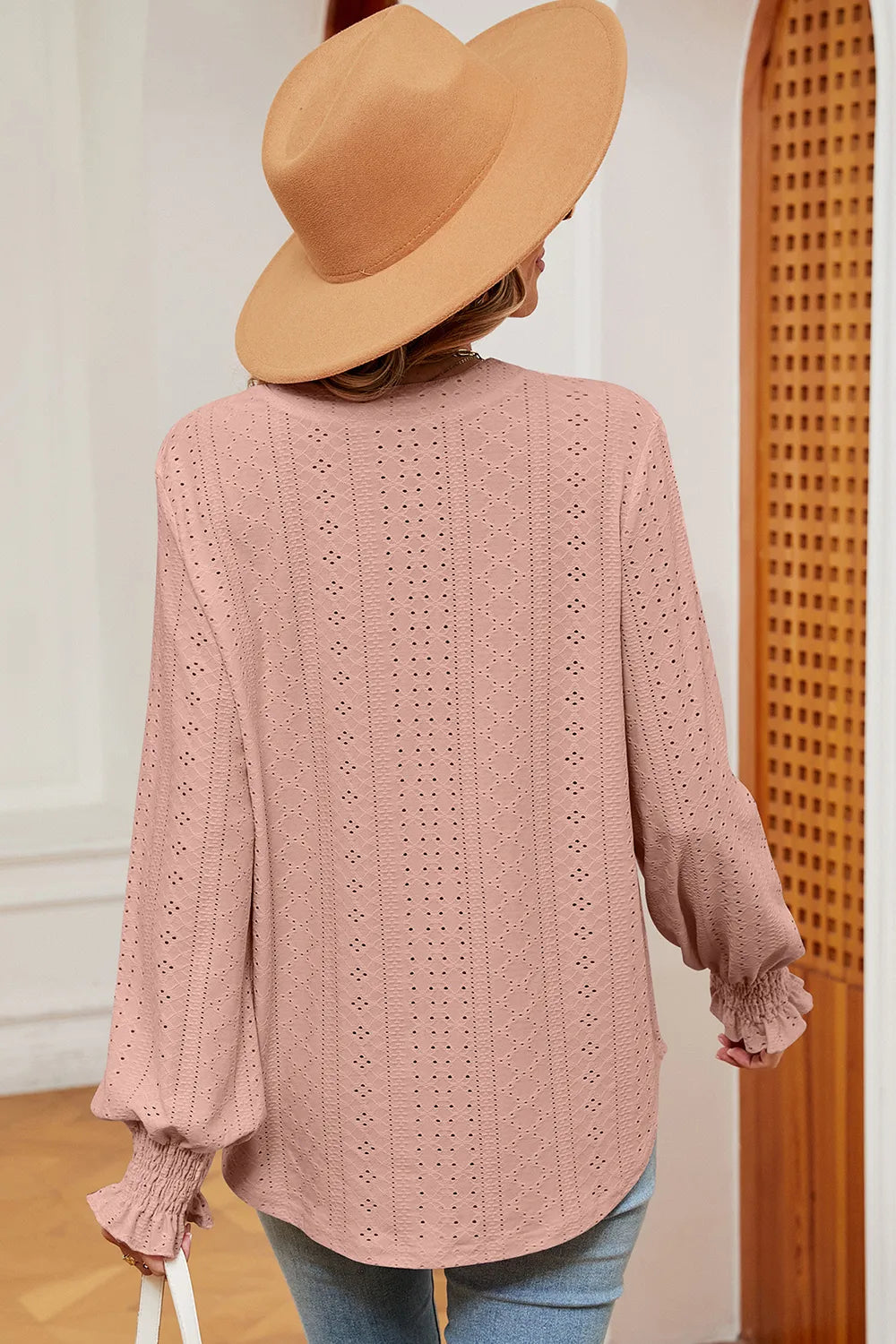 Eyelet Notched Long Sleeve T-Shirt – Trendsi | ClozArt