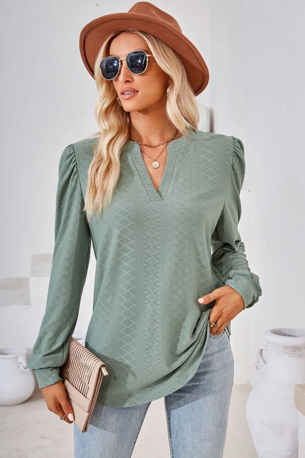 Notched Long Sleeve T-Shirt – Trendsi | ClozArt