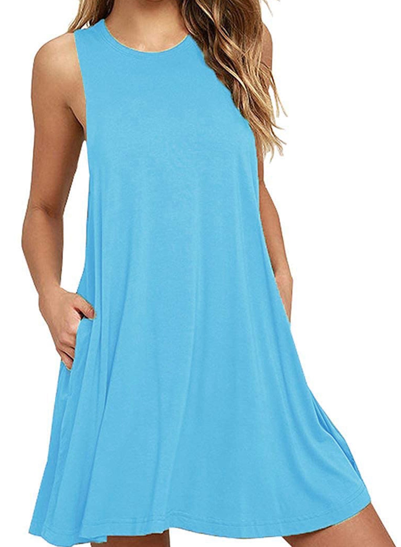 Full Size Round Neck Sleeveless Dress with Pockets – Trendsi | ClozArt