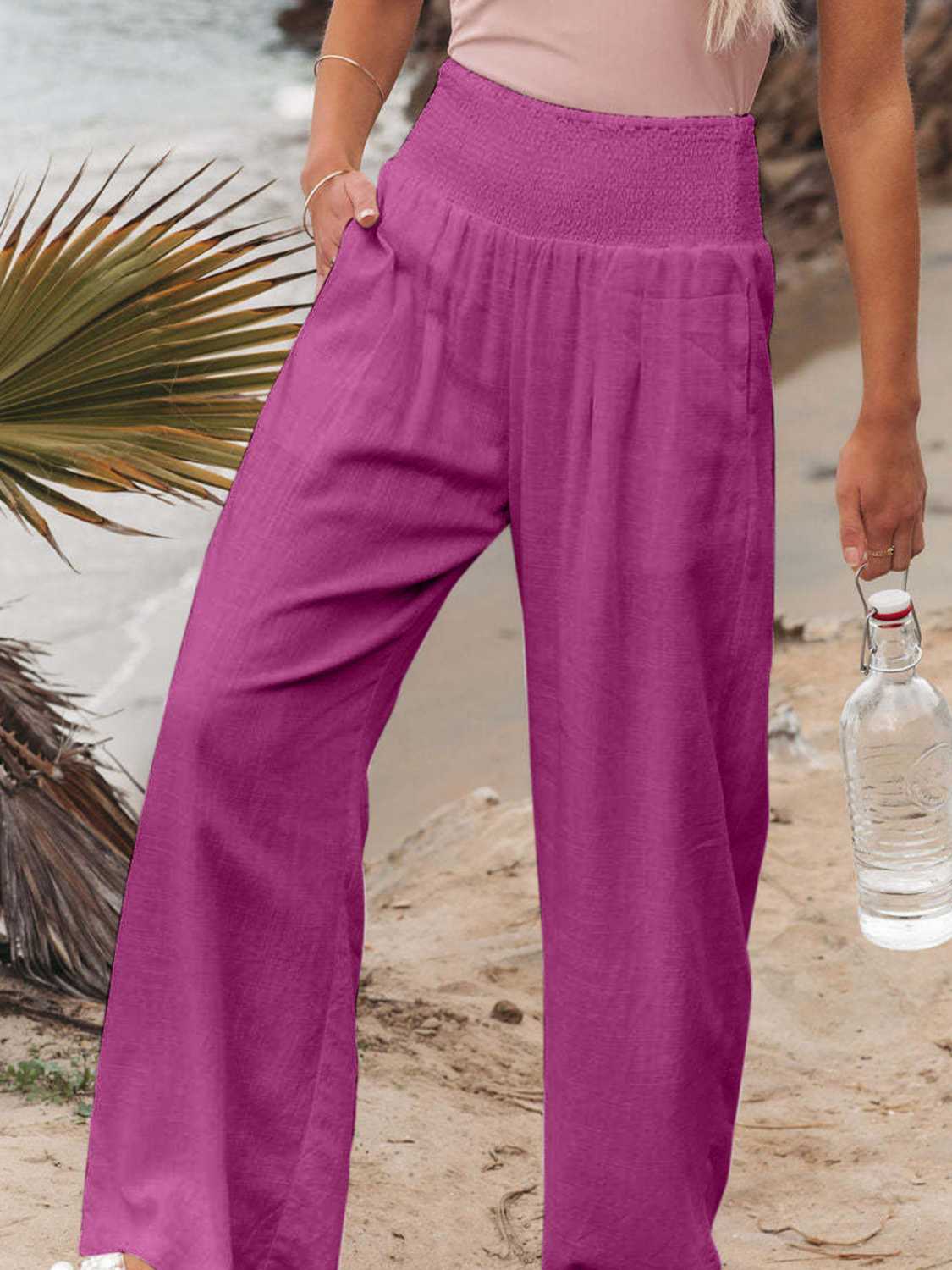 Full Size Smocked Waist Wide Leg Pants – Trendsi | ClozArt