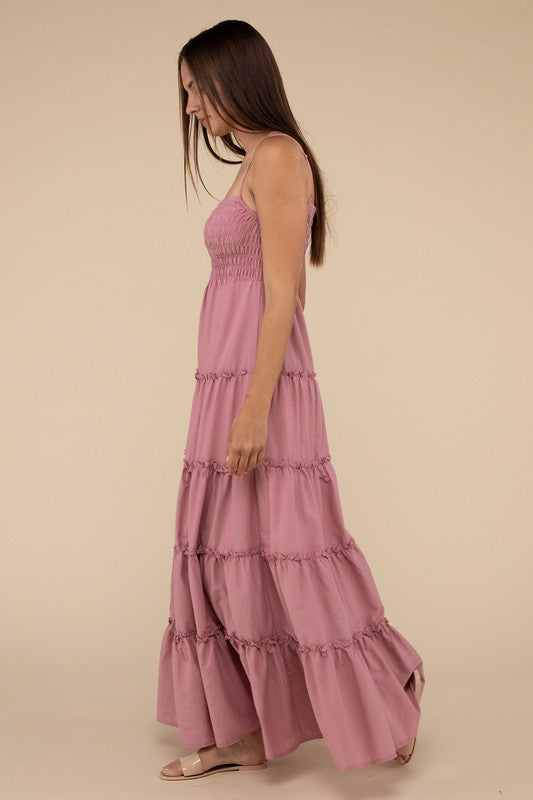 Woven Smocked Top Tiered Cami Maxi Dress – ZENANA | ClozArt