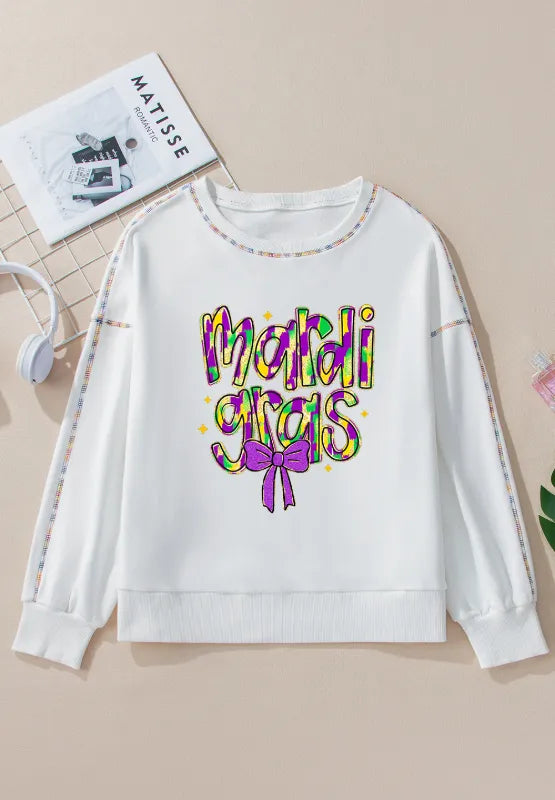 MARDI GRAS Round Neck Long Sleeve Sweatshirt – Trendsi | ClozArt