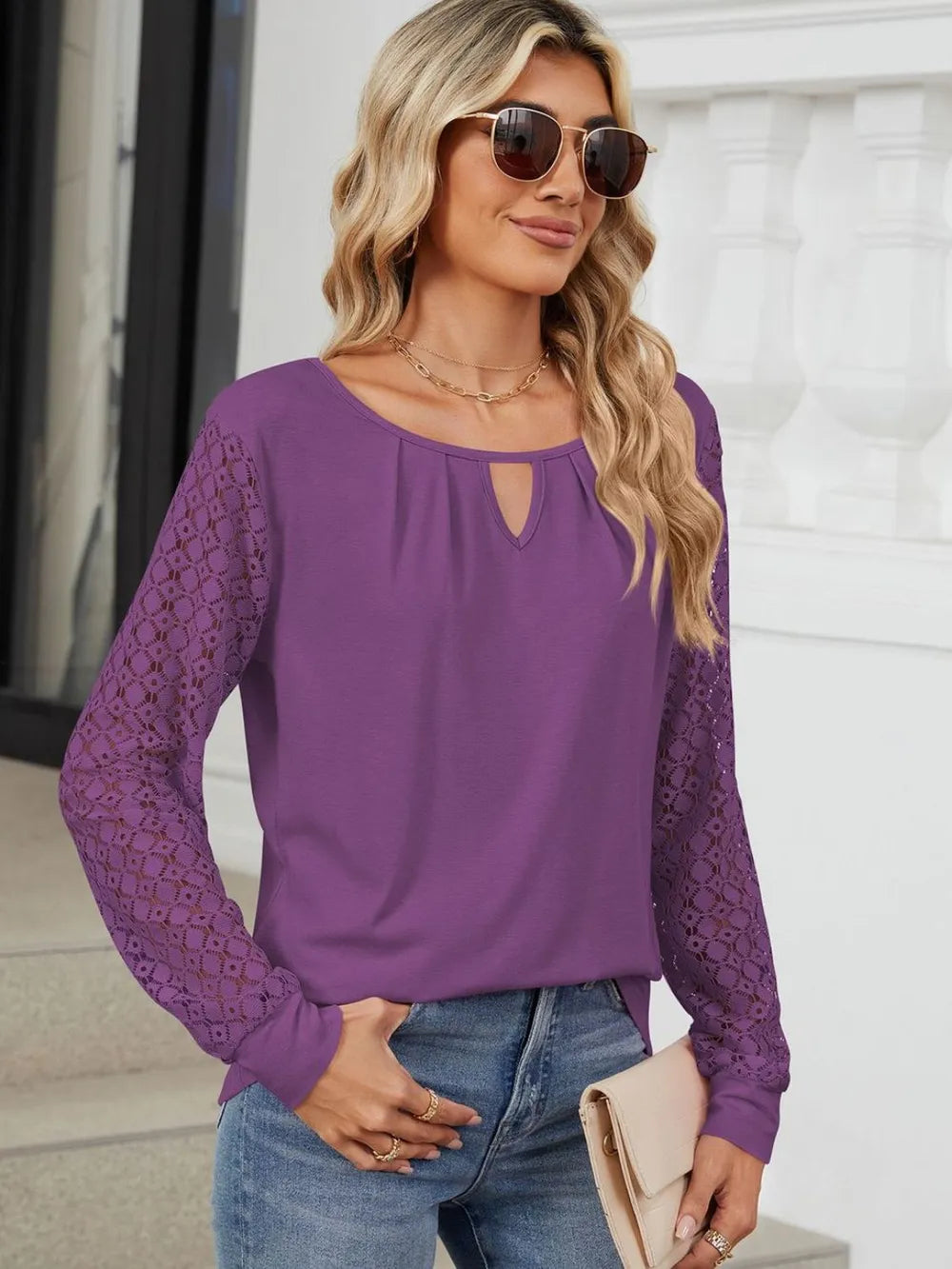 Cutout Round Neck Long Sleeve T-Shirt – Trendsi | ClozArt