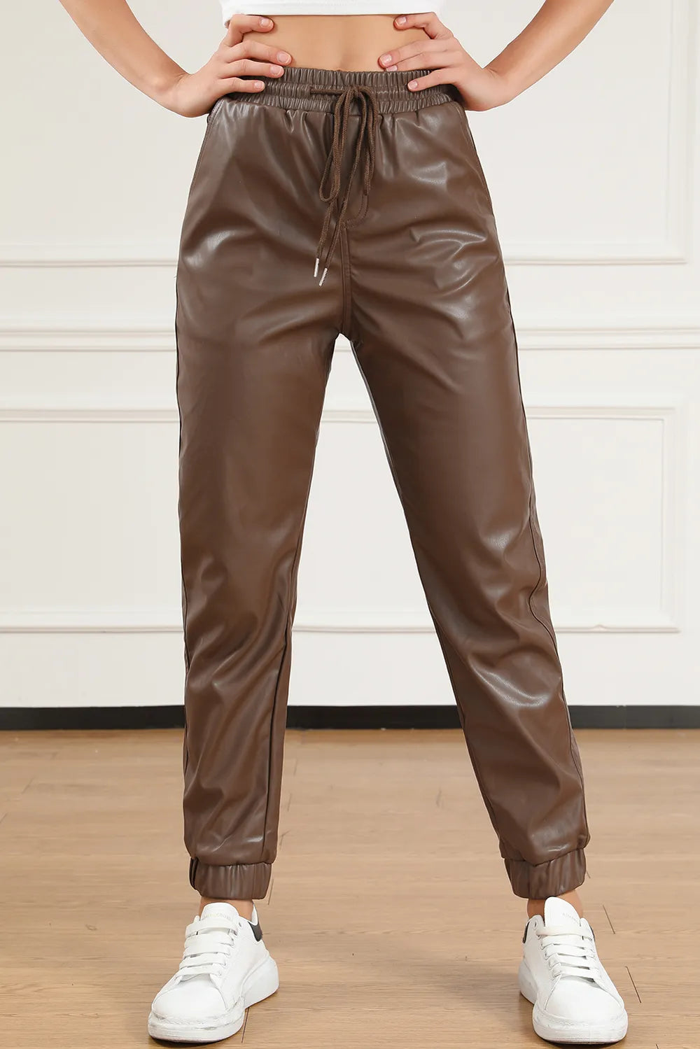 Drawstring PU Leather Pants – Trendsi | ClozArt