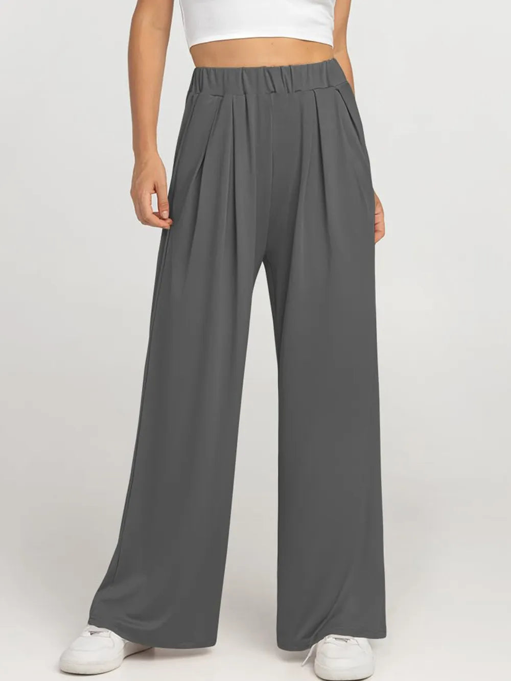 Elastic Waist Wide Leg Pants – Trendsi | ClozArt
