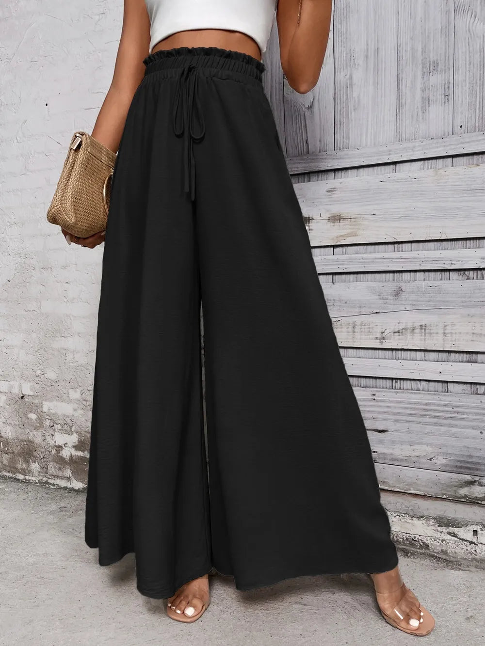 Honey Tied High Waist Wide Leg Pants – Trendsi | ClozArt