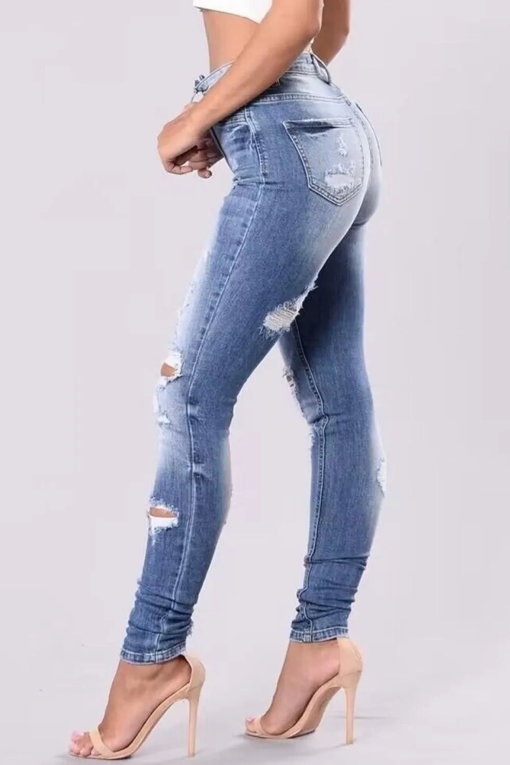 Full Size Distressed Skinny Jeans Plus Size – Trendsi | ClozArt