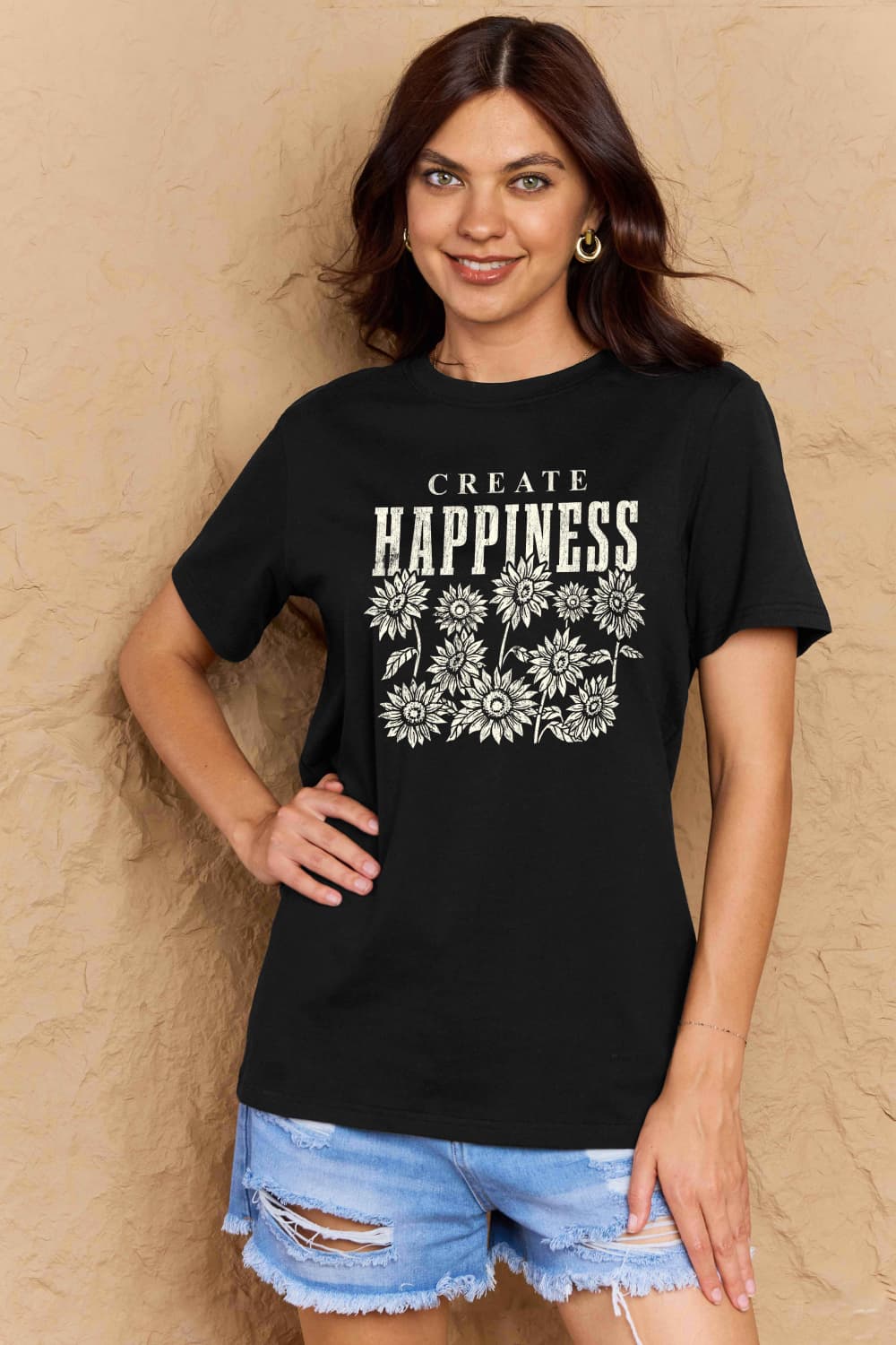 Simply Love Full Size CREATE HAPPINESS Graphic Cotton T-Shirt – Trendsi | ClozArt