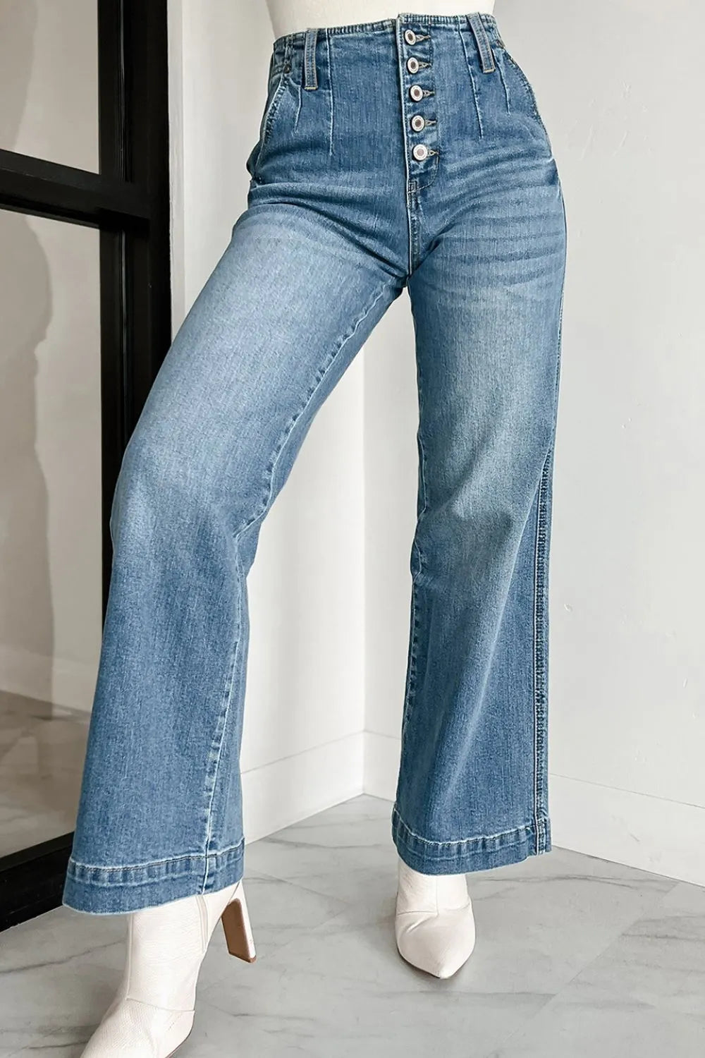 Button Fly High Waist Jeans – Trendsi | ClozArt